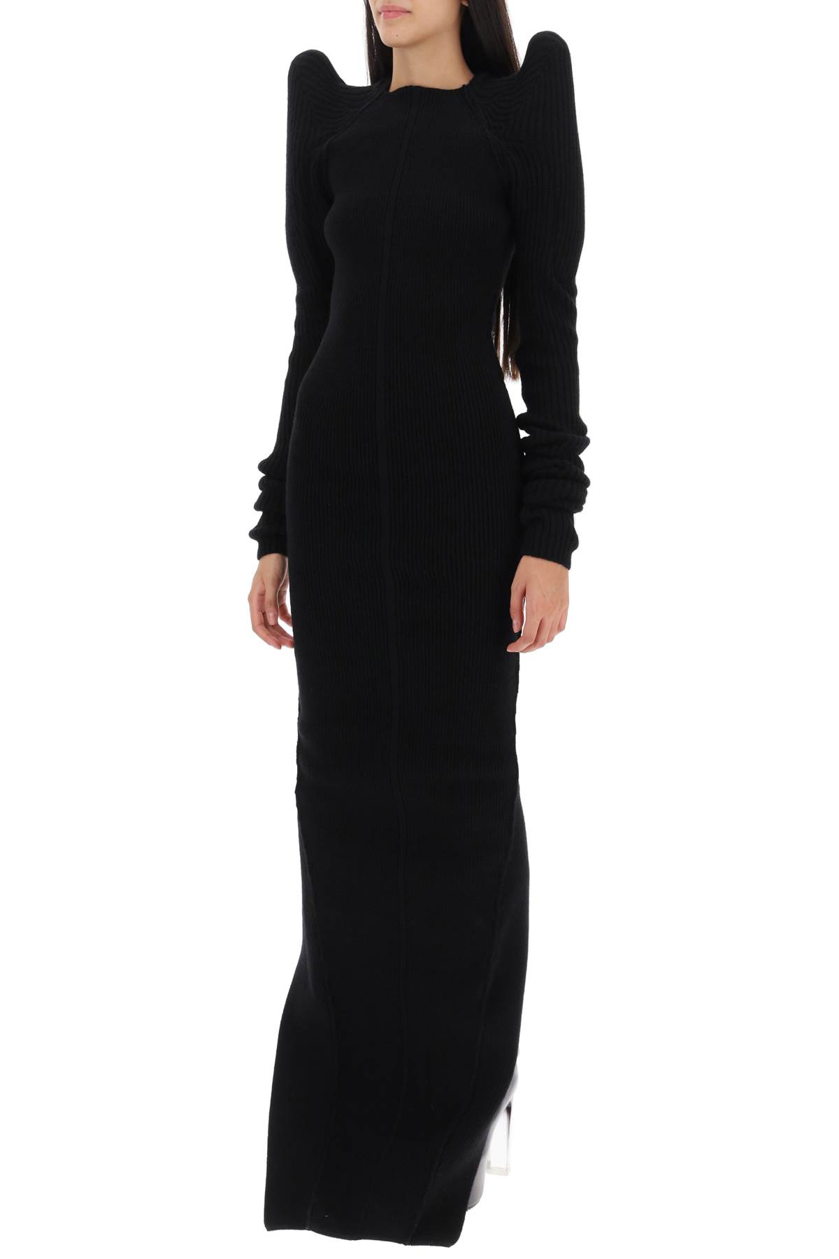 Shop Rick Owens Tec Maxi Dress With Pointed Shoulders In Black