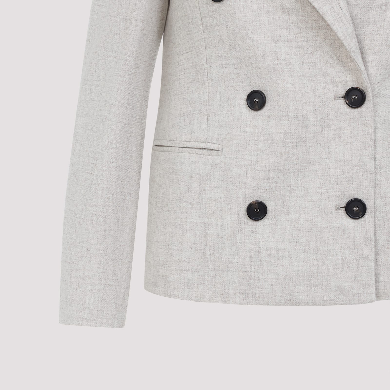 Brunello Cucinelli Double Breasted Wool And Cashmere Jacket In Green