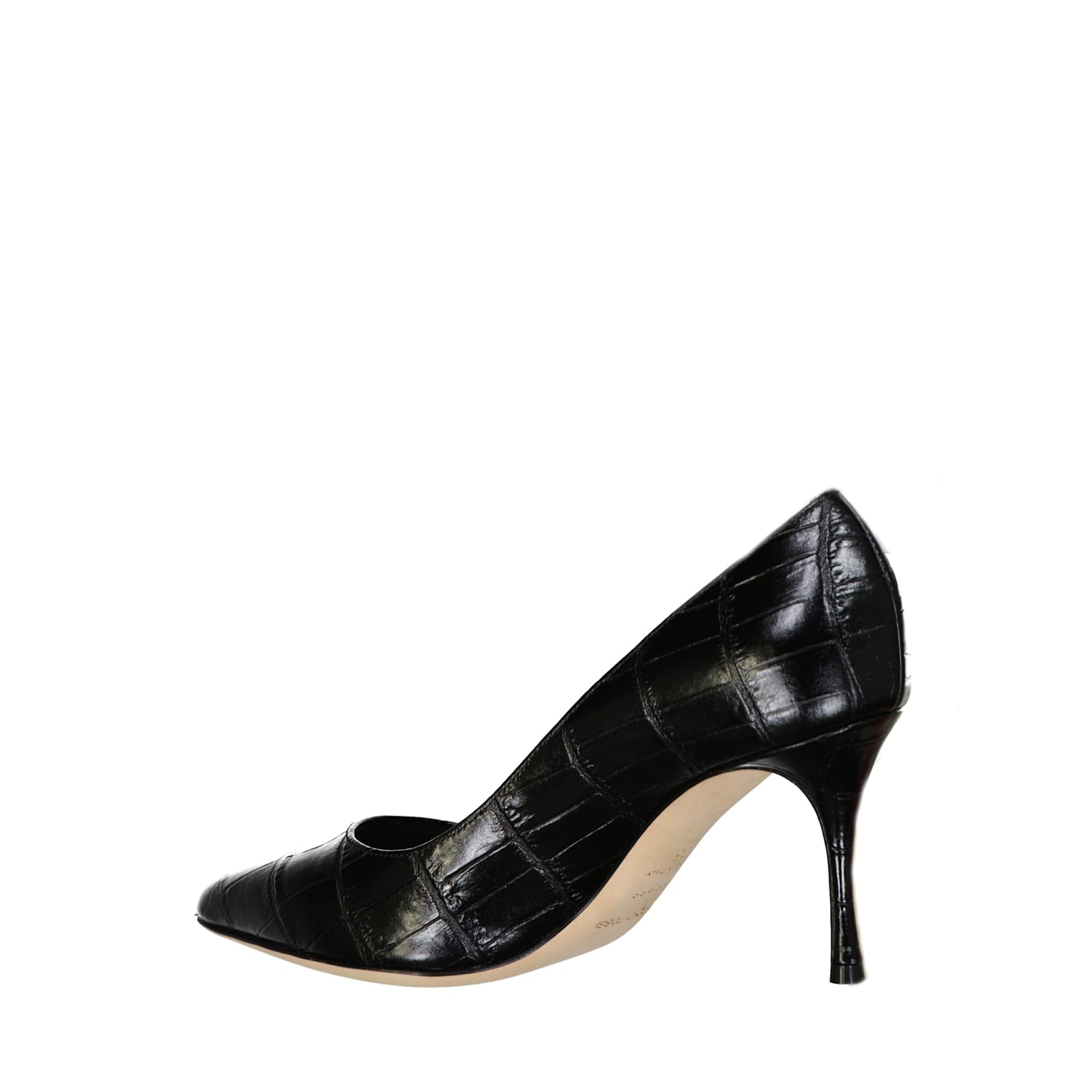 Shop Sergio Rossi Godiva 075 Croc-effect Leather Pumps In Black