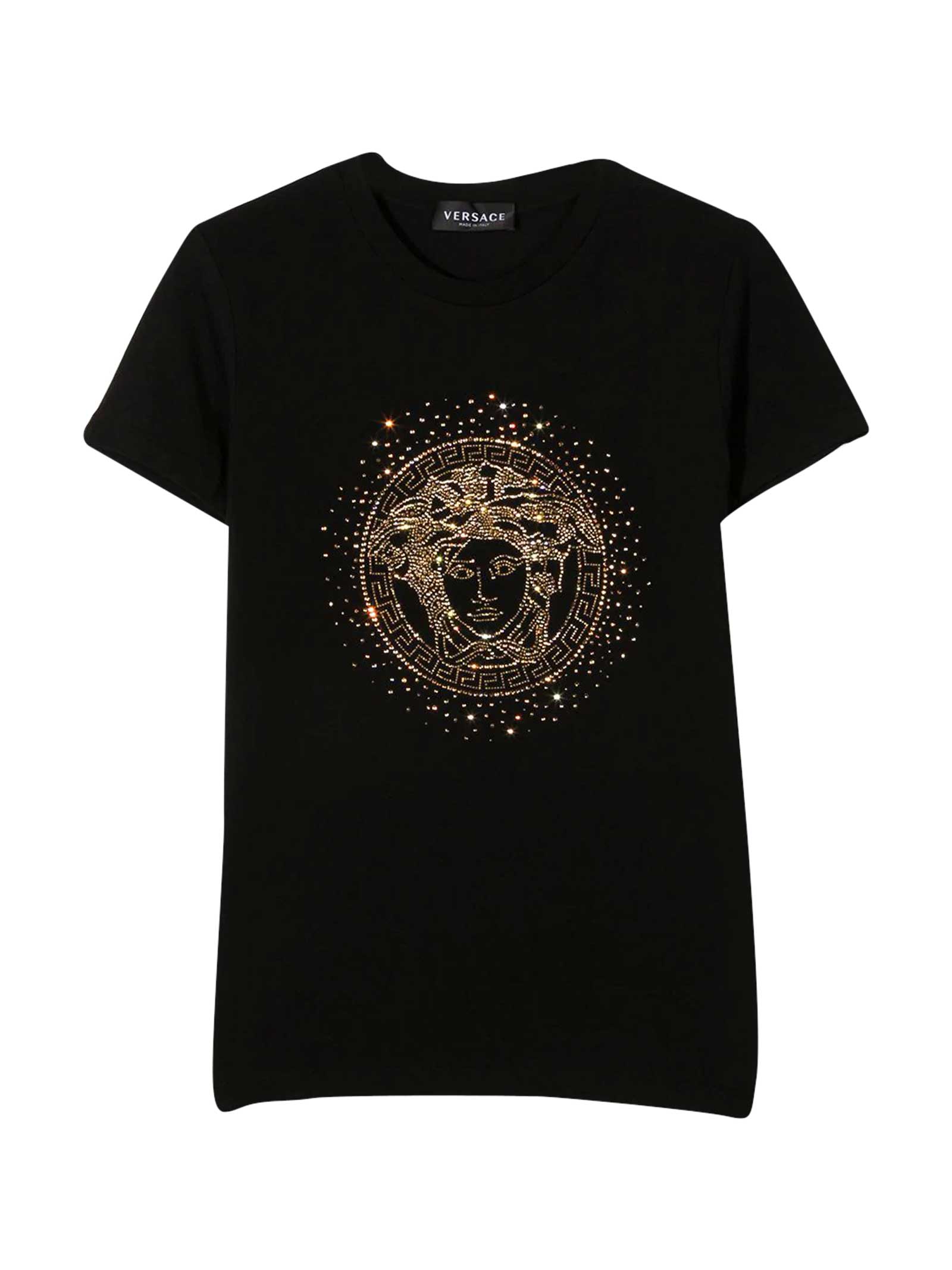 Versace Black T-shirt With Golden Print Young