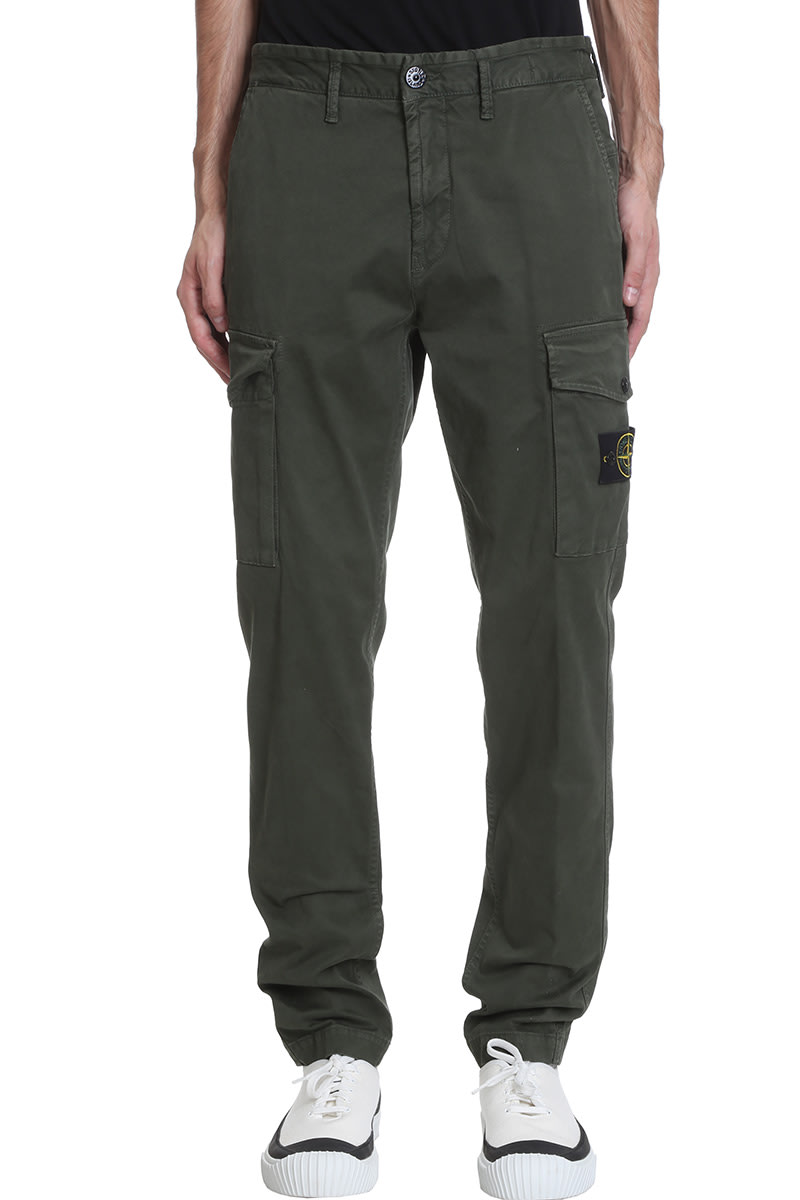 Stone Island Pants In Green Cotton