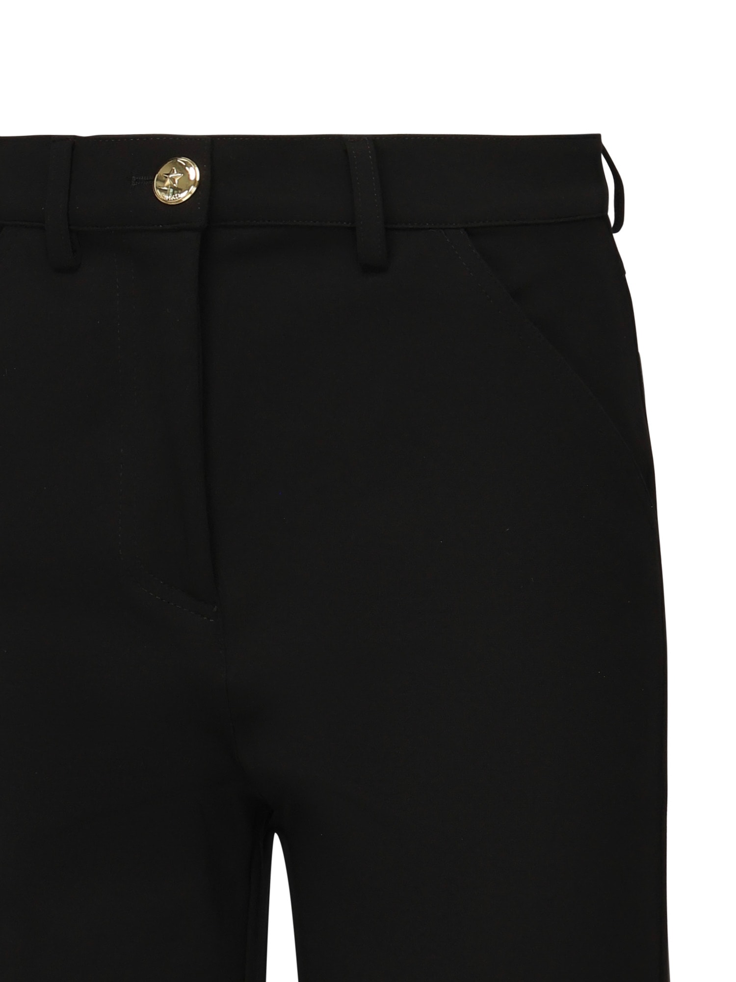 Pinko Tailored Black Trousers With Gold-tone Button Detail In Black
