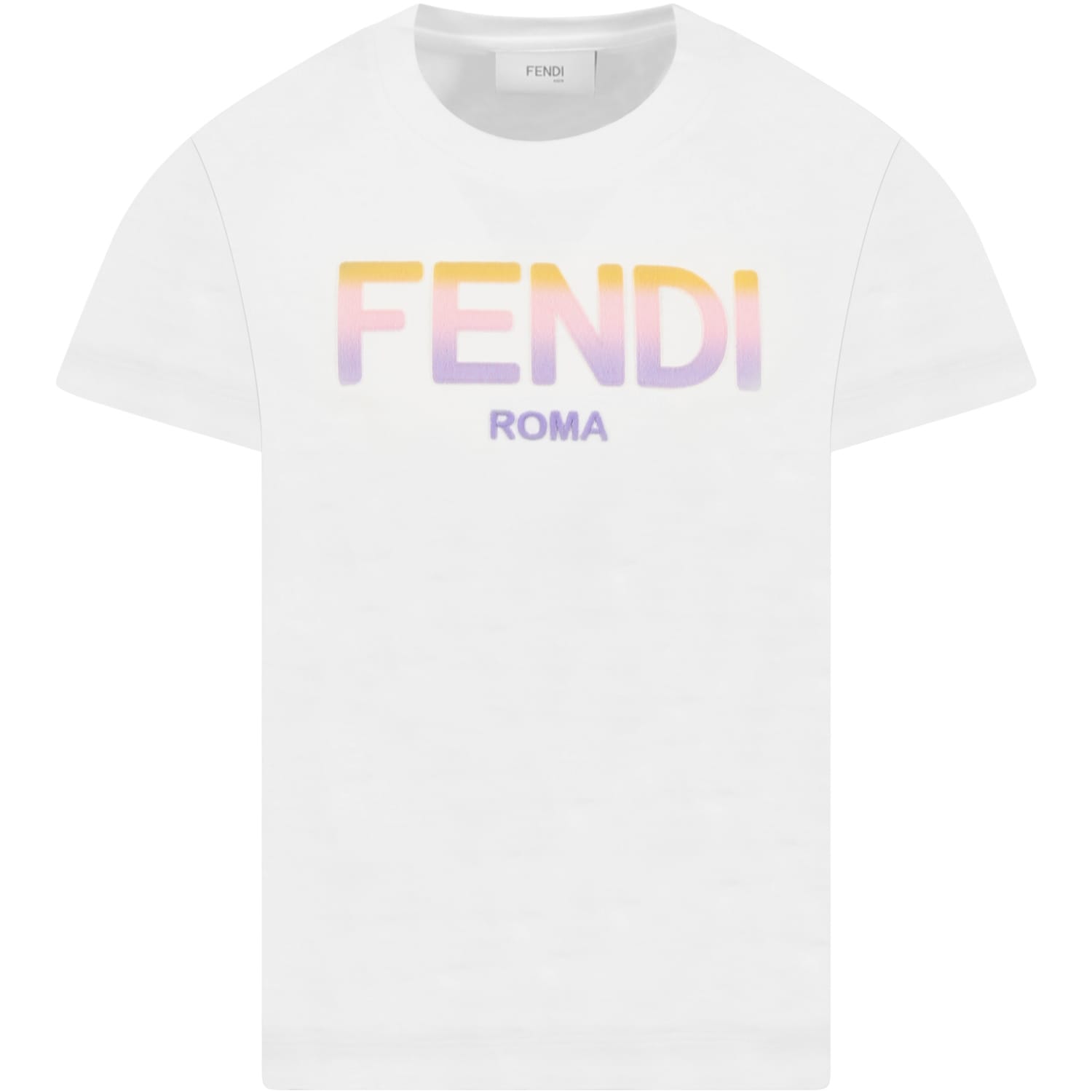 Fendi White T-shirt For Girl With Logo