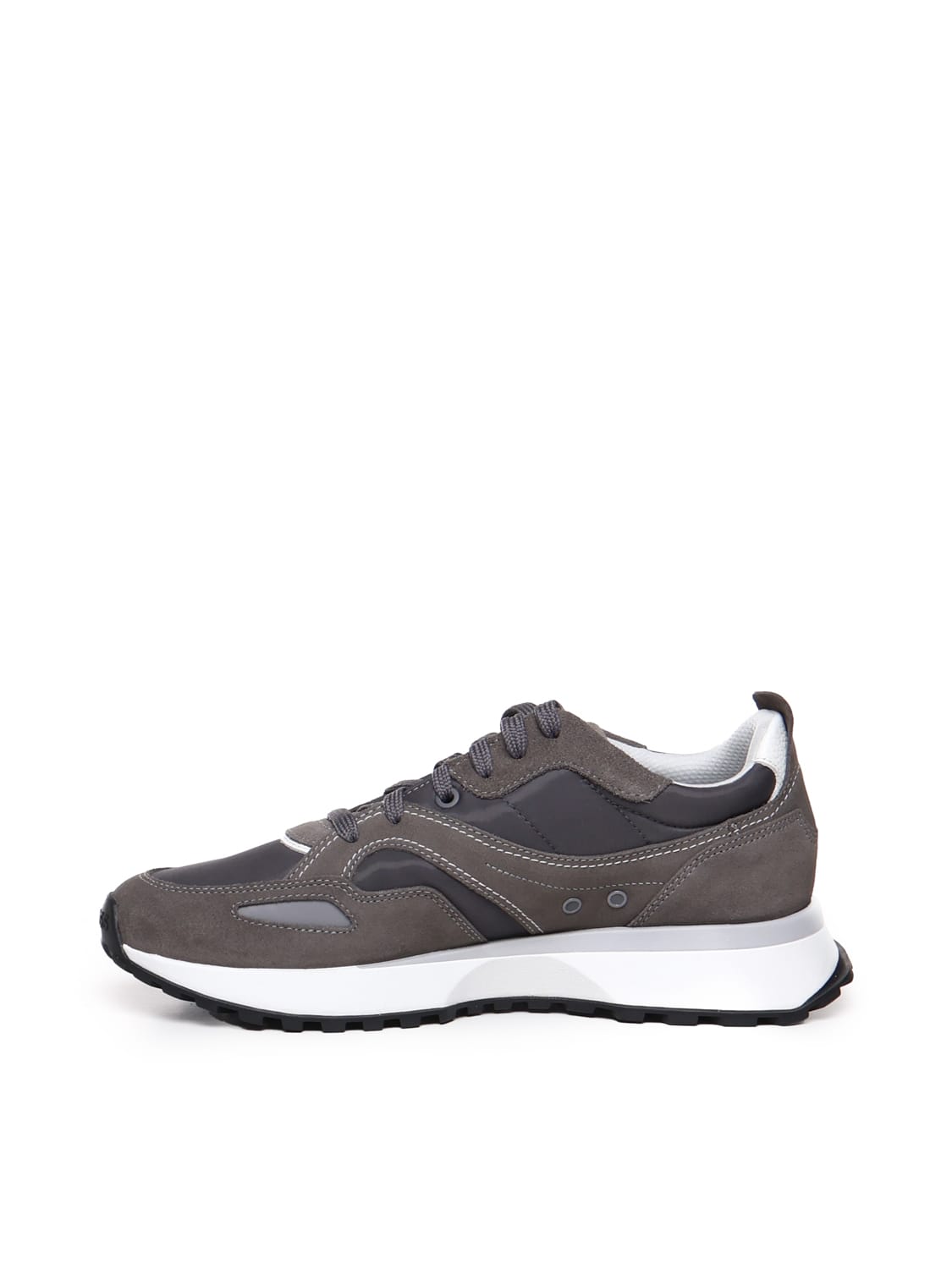 Shop Hugo Boss Mixed Materials Sneakers With Suede And Branded Trim In Grey