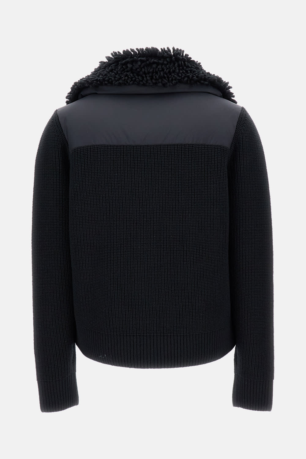 Moncler Down Jacket With Wool Inserts In Black