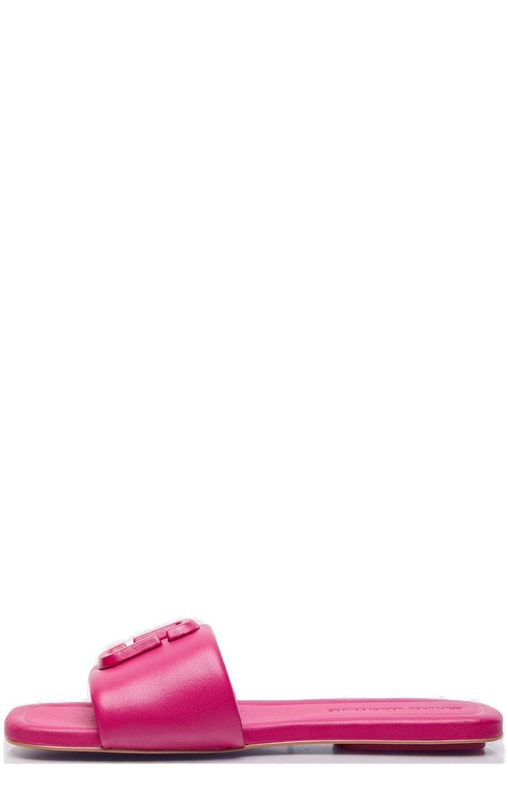 Shop Marc Jacobs Logo Plaque Square-toe Sandals In Pink