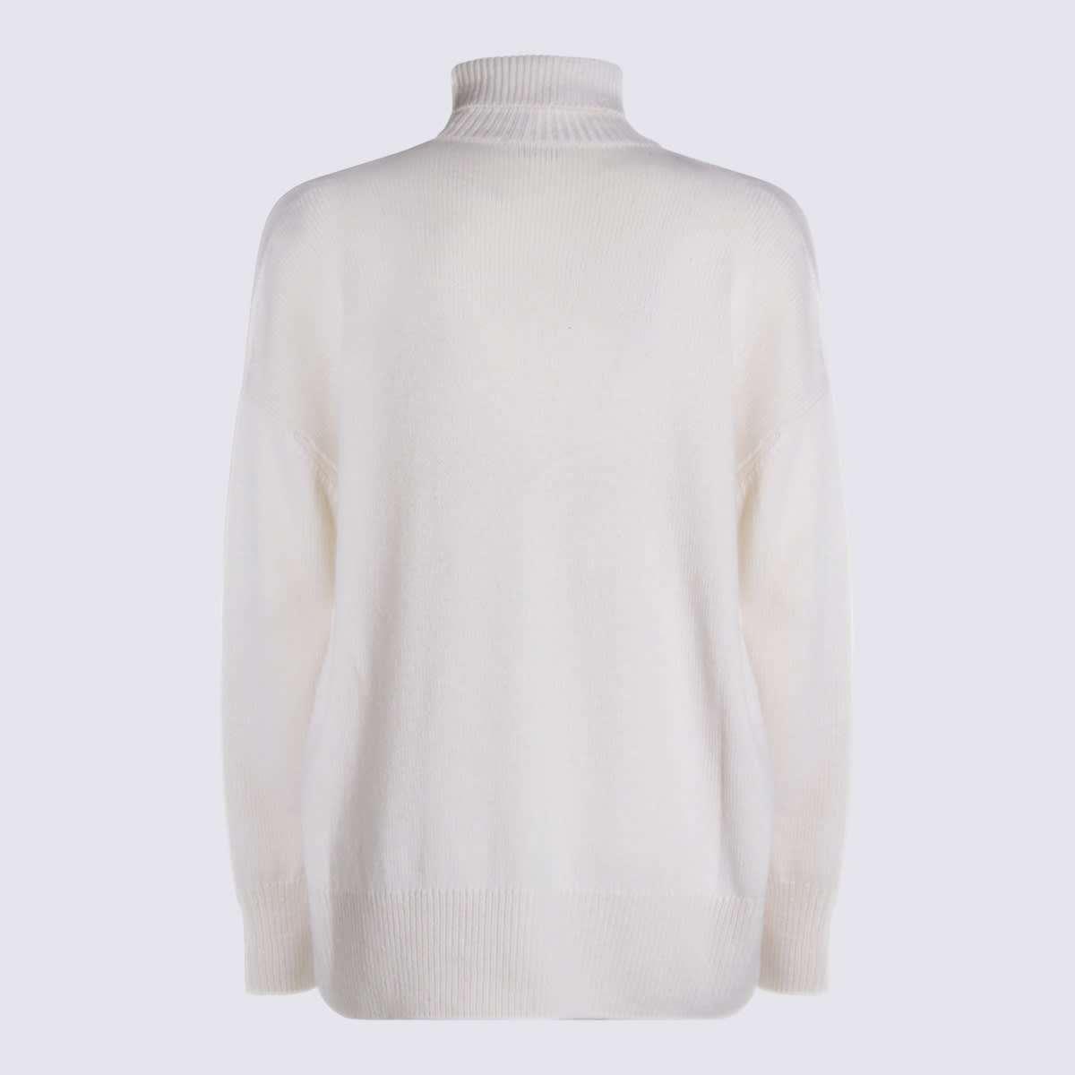 Brunello Cucinelli Long Sleeve Turtleneck Knitwear With Ribbed Cuffs And Hem In White