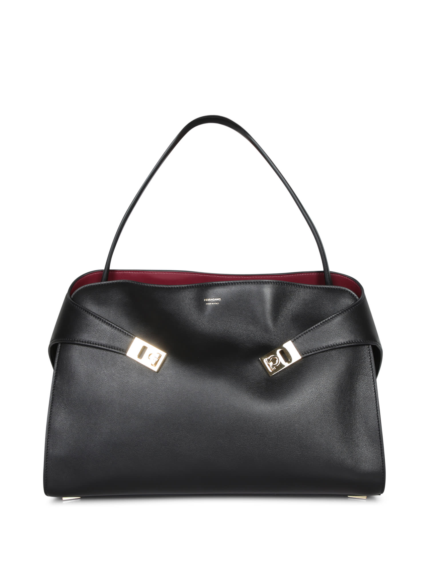 Ferragamo Hug Soft Black Bag In Black