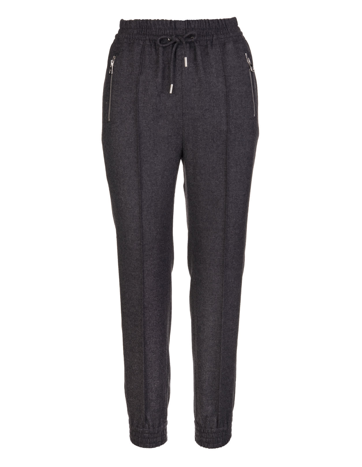 Ermanno Scervino Dark Grey Wool Trousers With Drawstring Waist