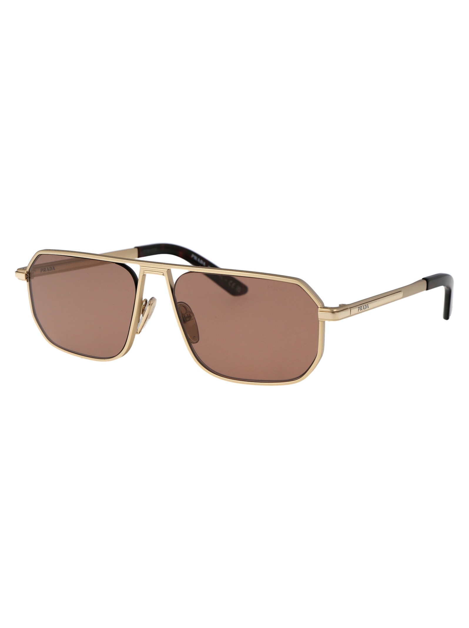 Shop Prada 0pr A53s Sunglasses In Vaf10d Matte Pale Gold