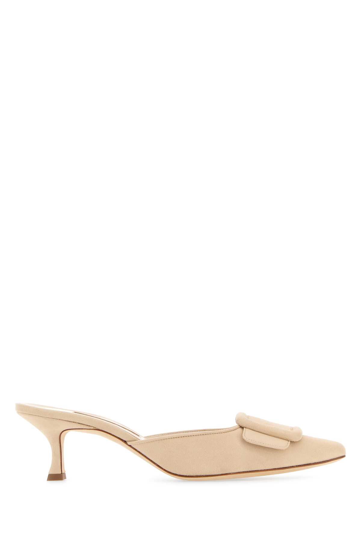 MANOLO BLAHNIK CREAM SUEDE MAYSALE MULES 