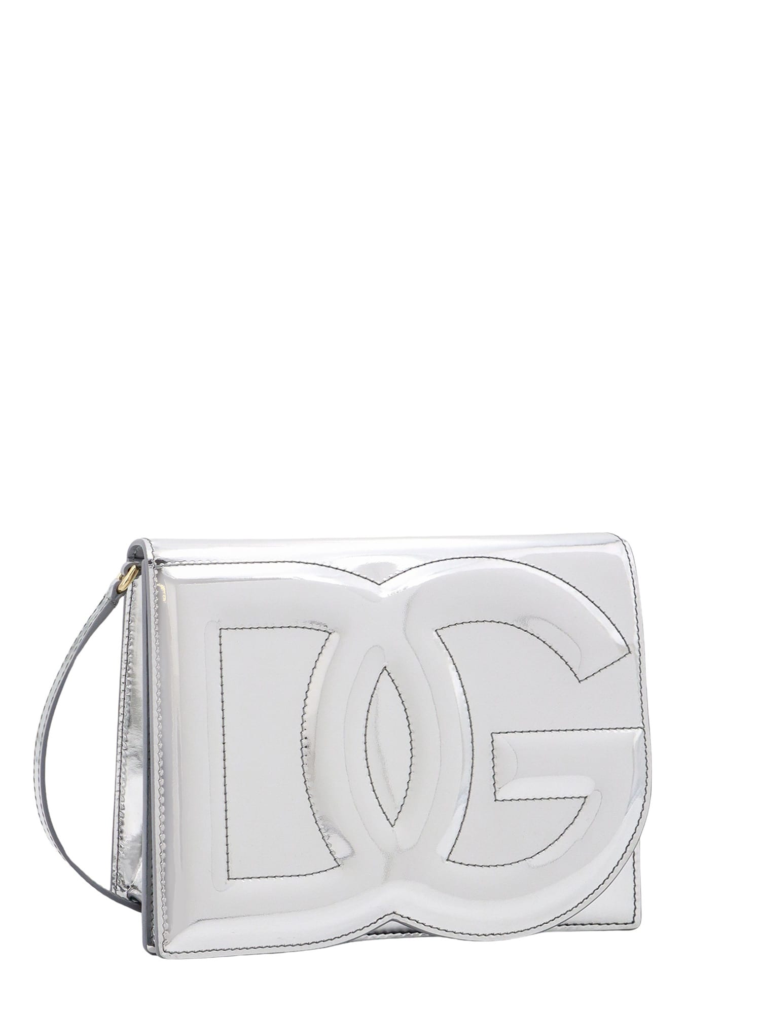 Shop Dolce & Gabbana Dg Logo Shoulder Bag In Argento