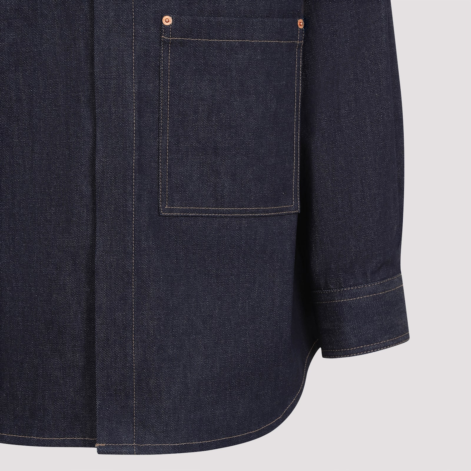 Shop Valentino Denim Shirt In Denim Scuro