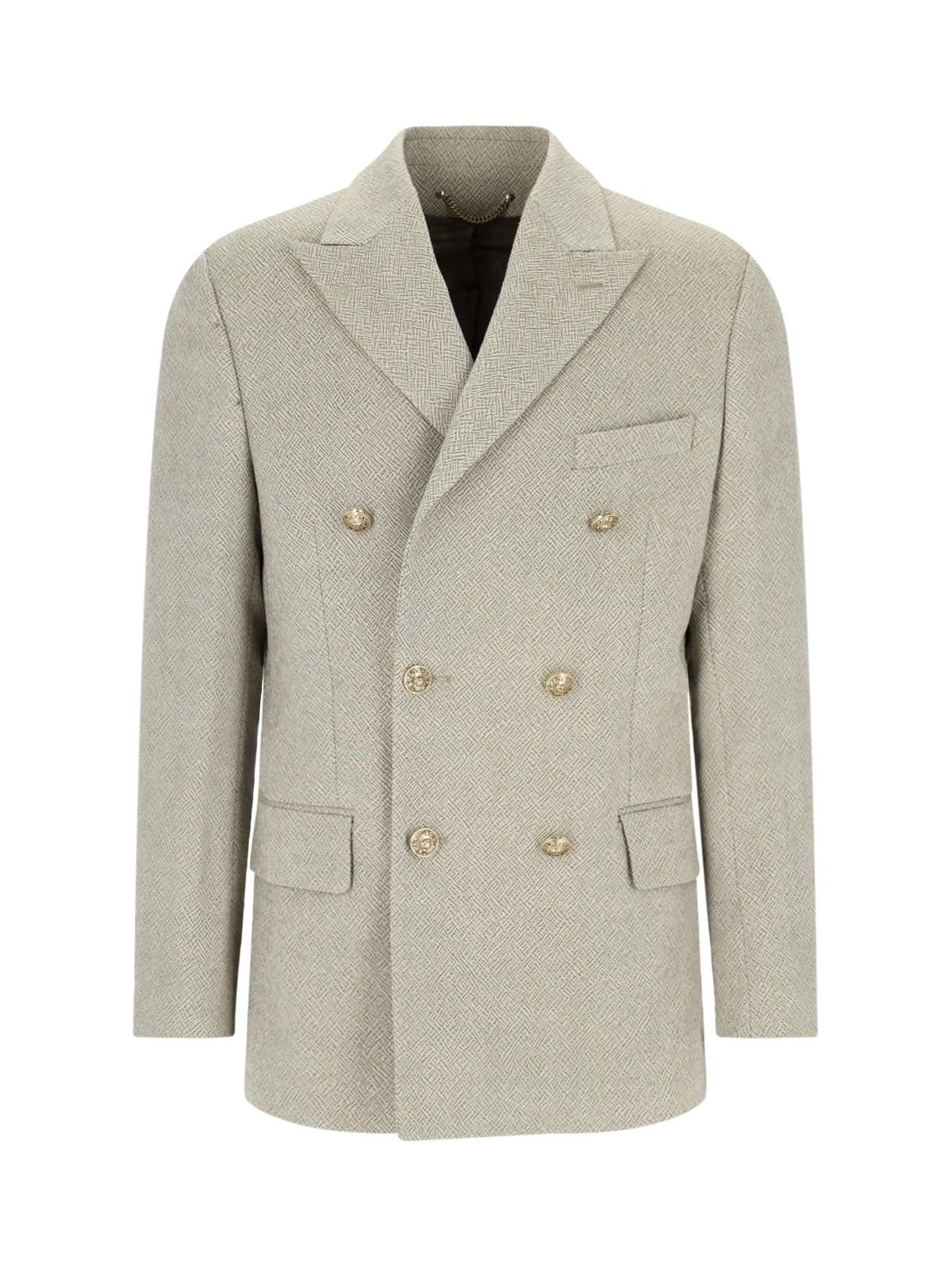 Shop Golden Goose Double-breasted Blazer In Beige