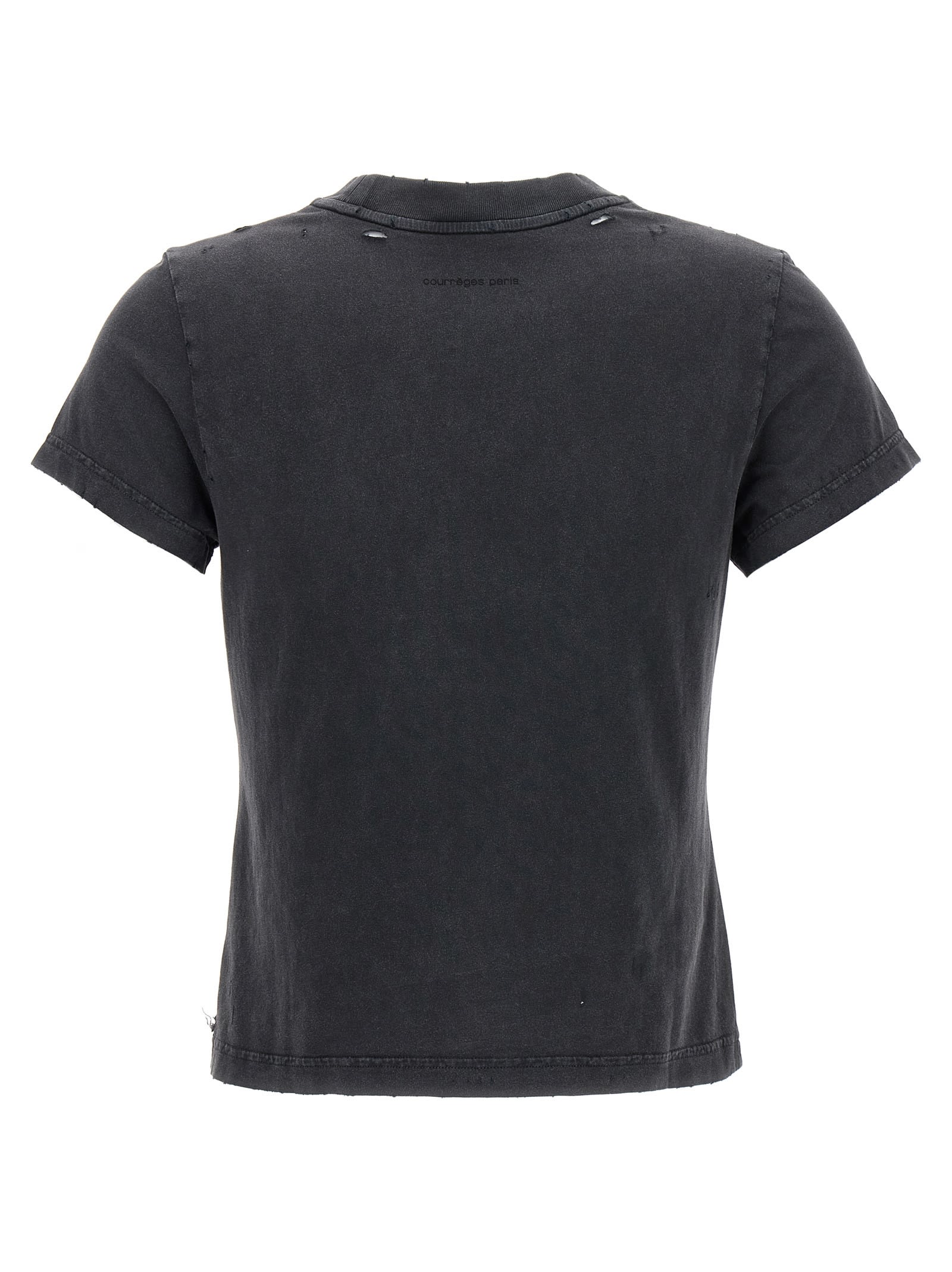 Shop Courrèges Ac Stone Destroyed T-shirt In Grey
