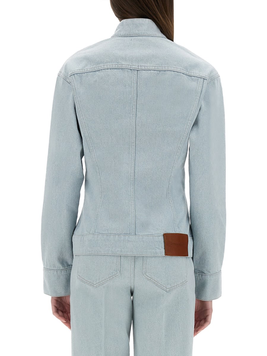 Victoria Beckham Blue Sculptural Denim Jacket In Baby Blue