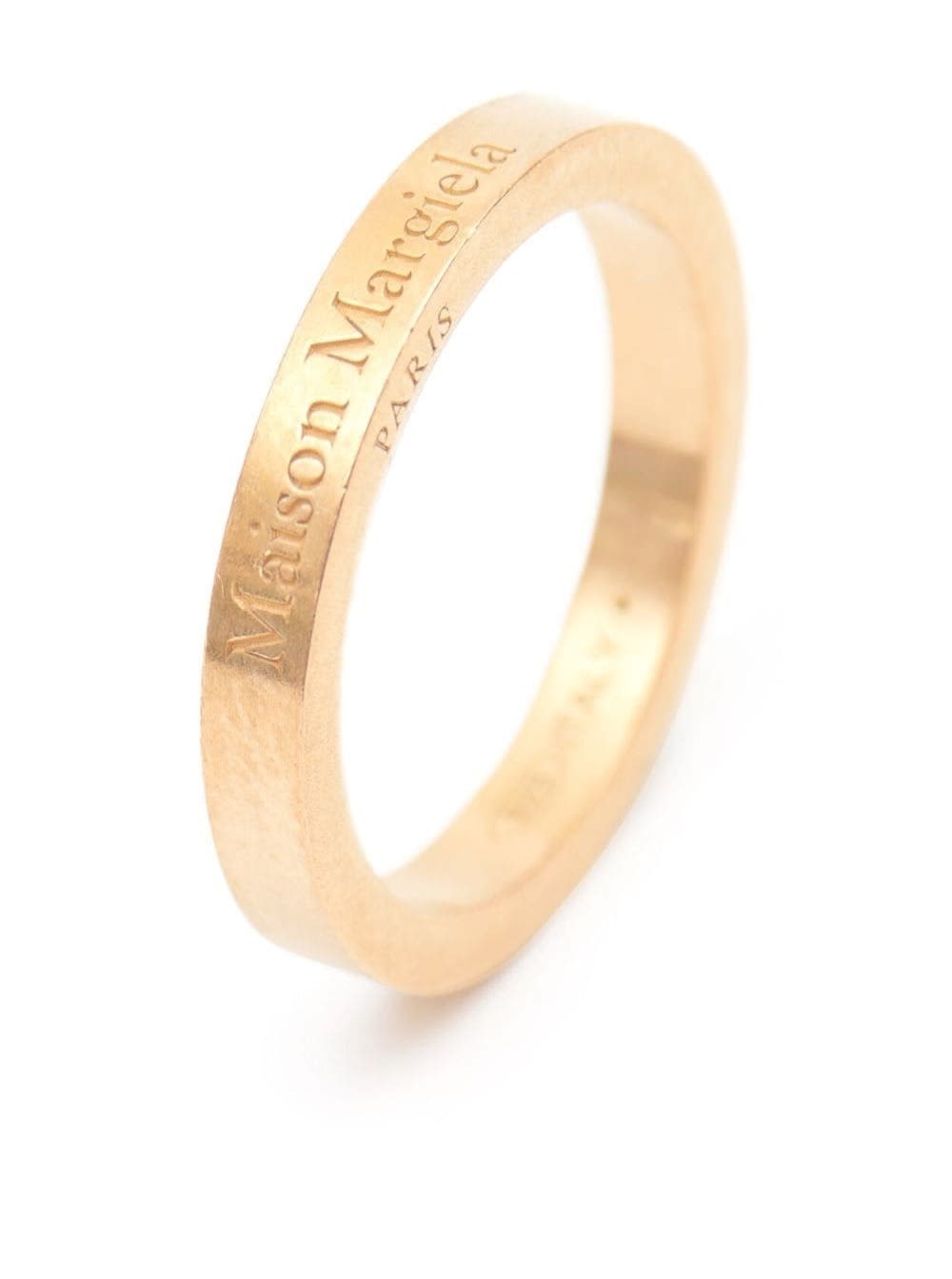 Shop Maison Margiela Gold-colored Ring With Logo Lettering Engraving In Silver Woman In Metallic
