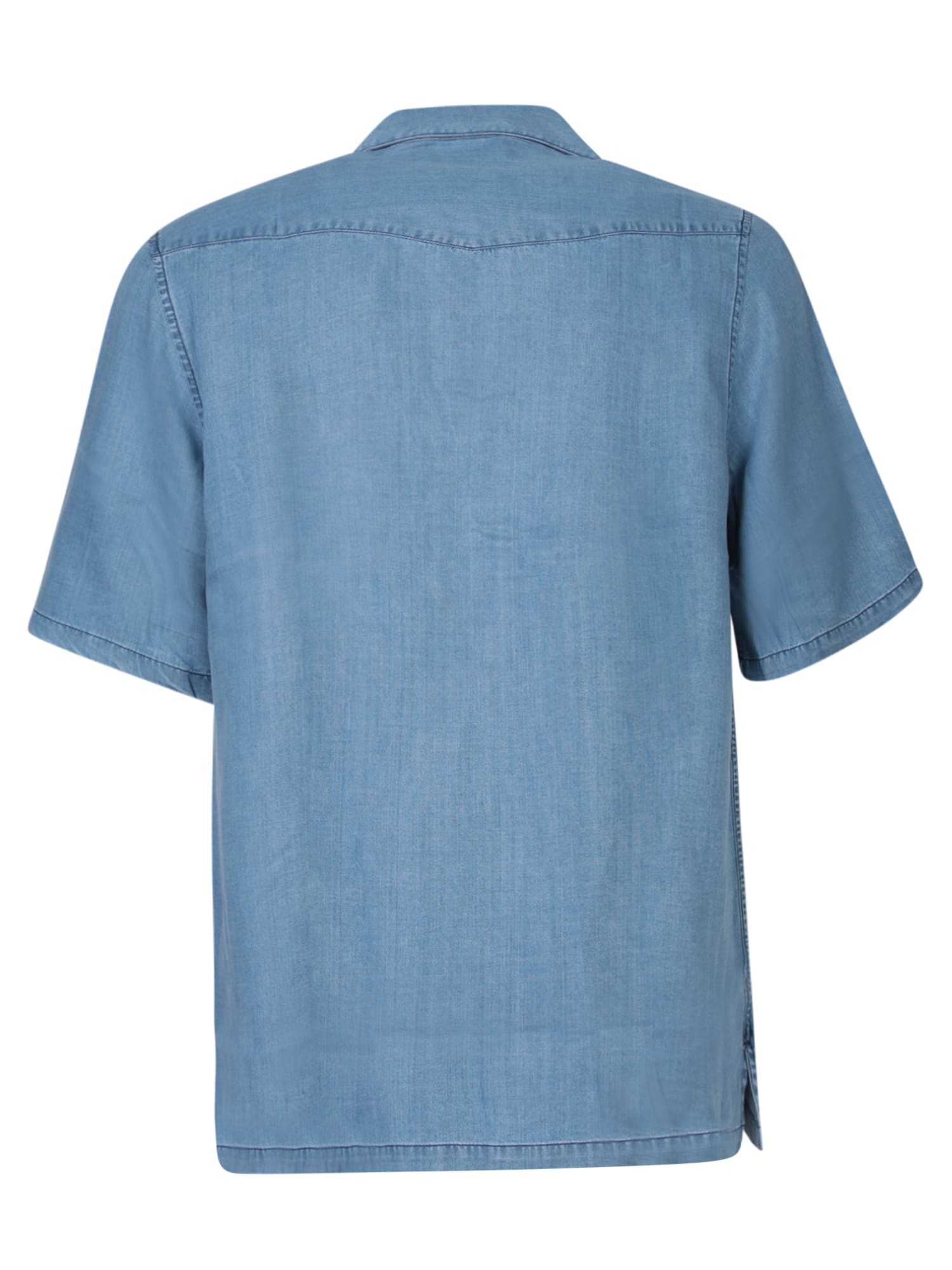 Shop Officine Generale Denim Blue Shirt