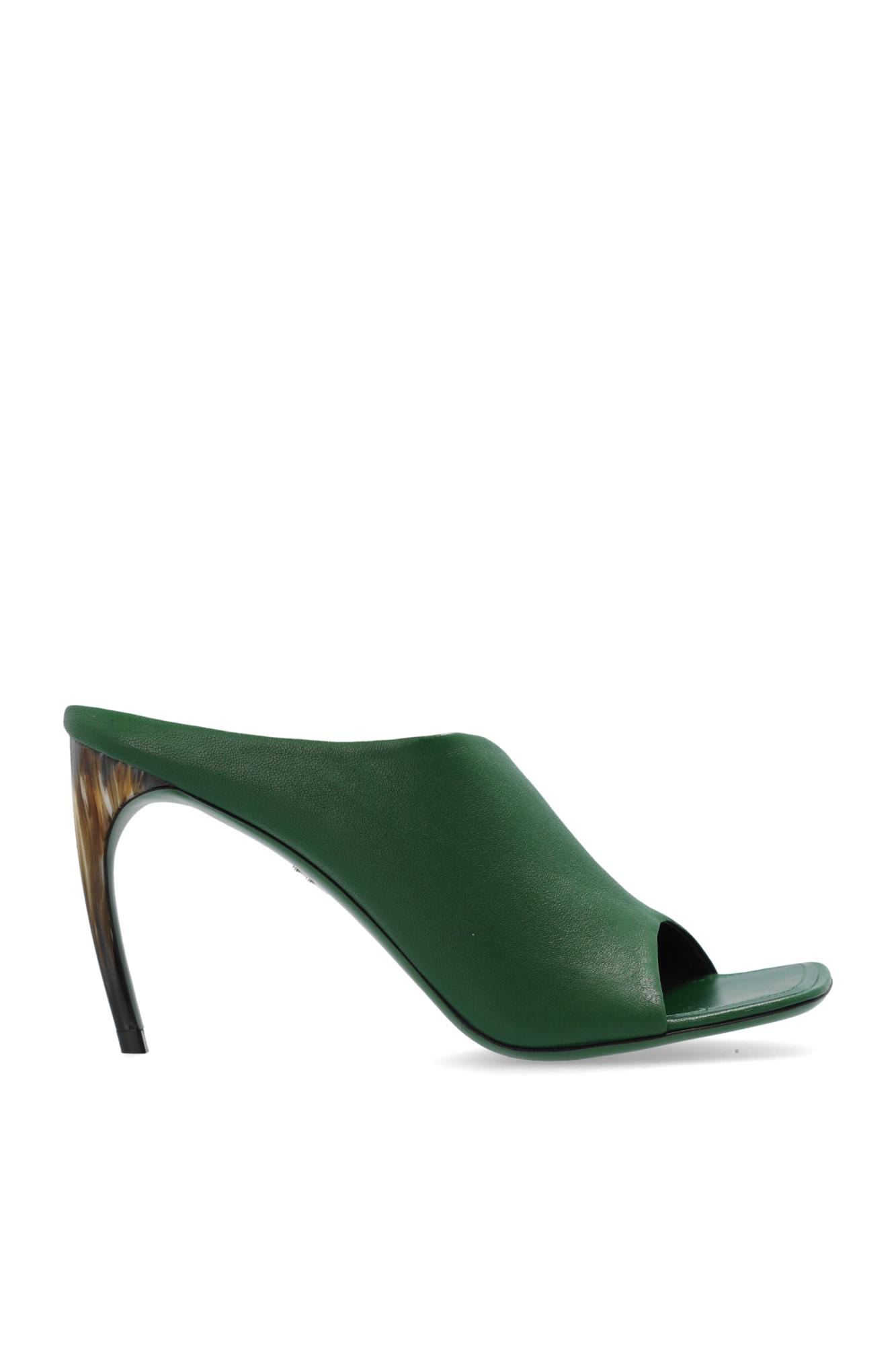 Shop Ferragamo Nymphe Heeled Slippers In Green