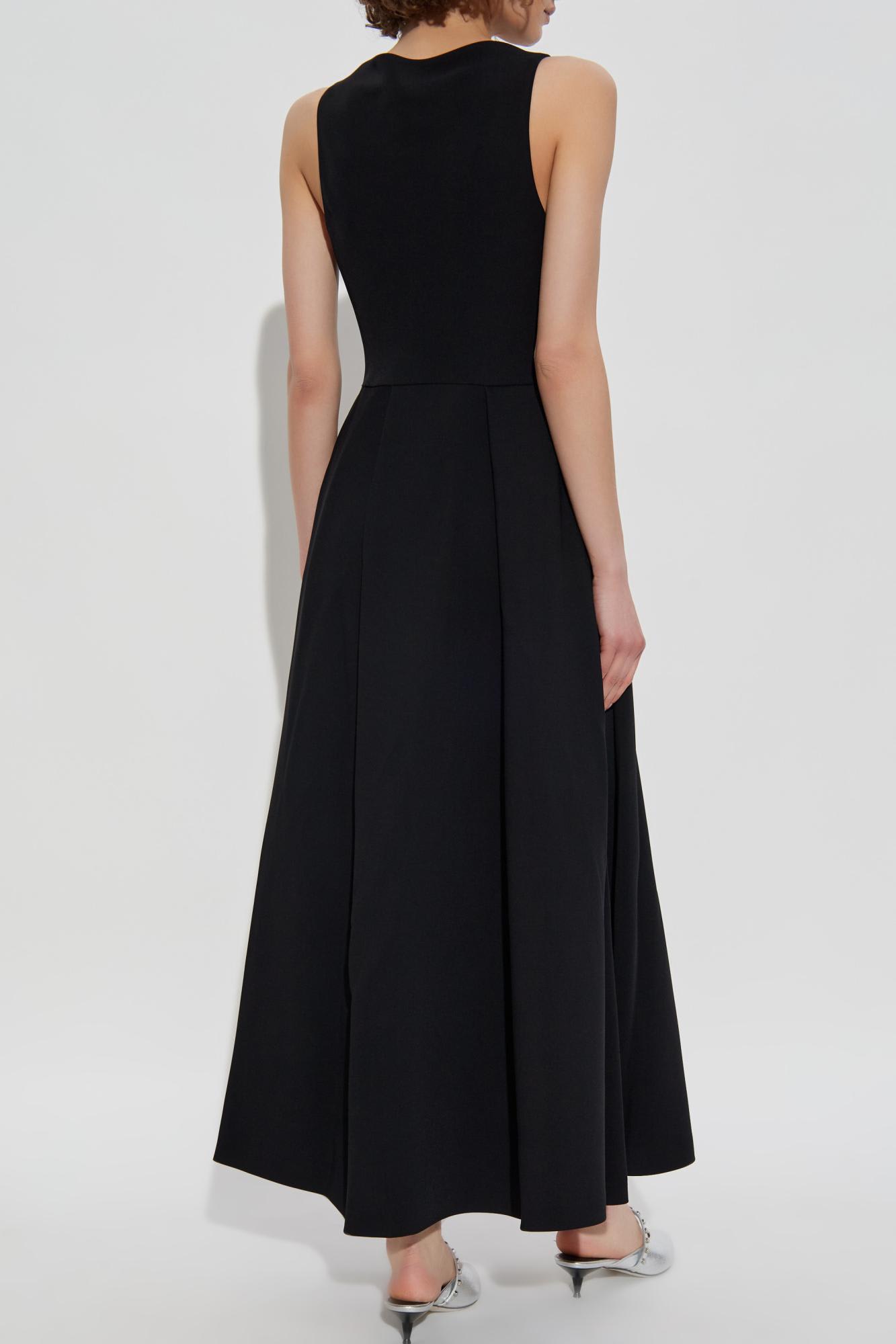 Emporio Armani Robe Sans Manche Avec Plis En Cady Technique In Black