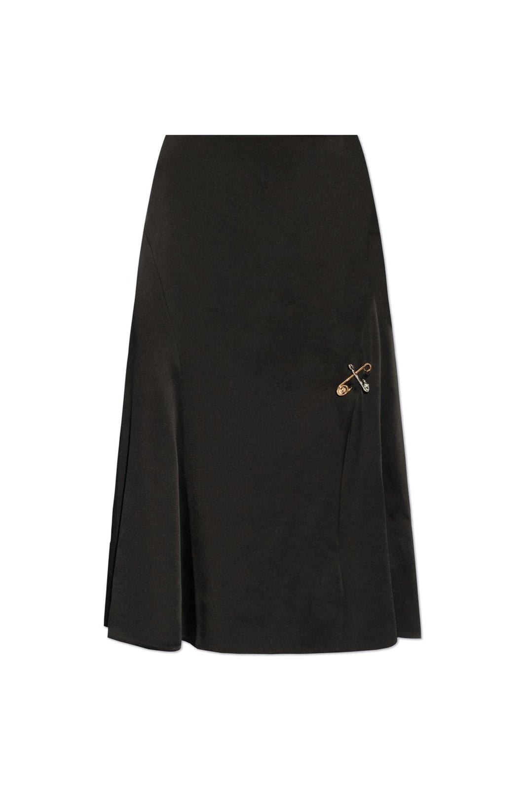 Medusa Safety Pin-detailed High-waist Midi Skirt