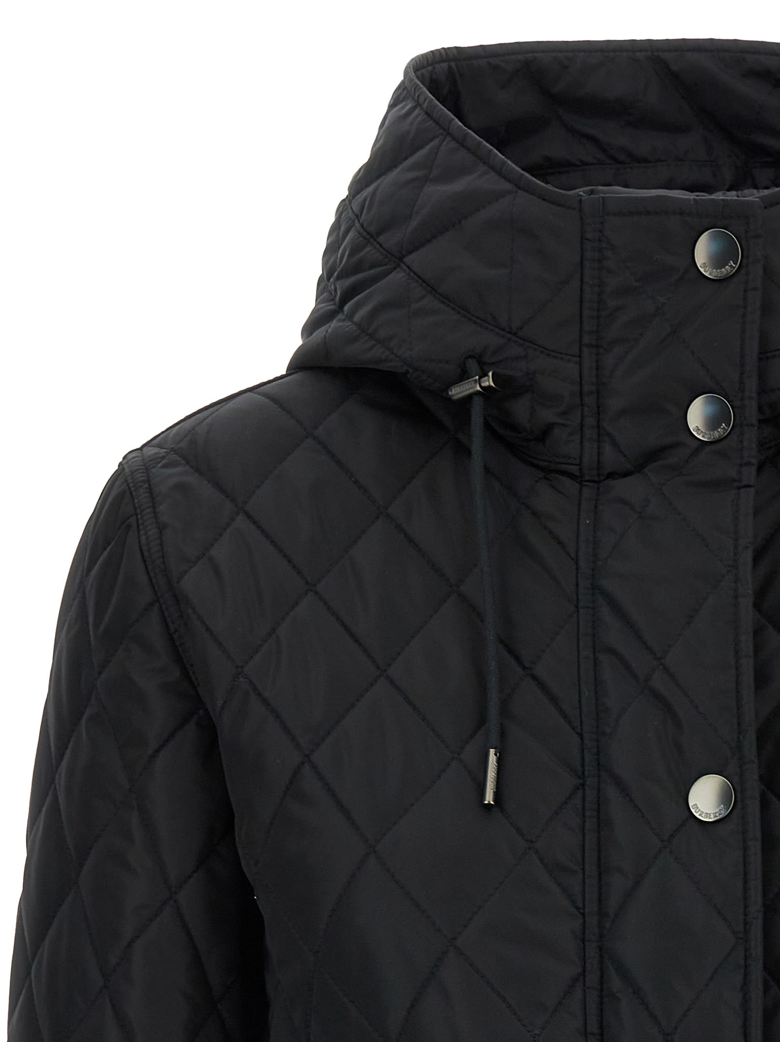 Burberry Quilted Nylon Cropped Jacket In Black