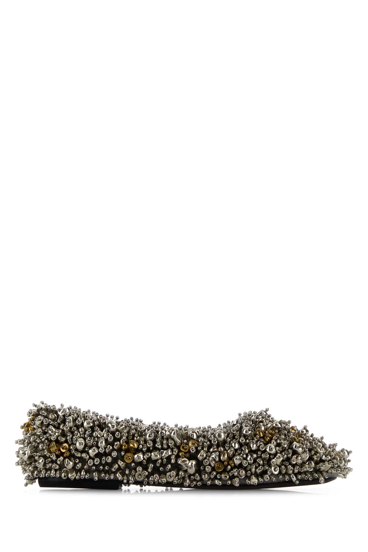 Dries Van Noten Embellished Fabric Ballerinas In Silver