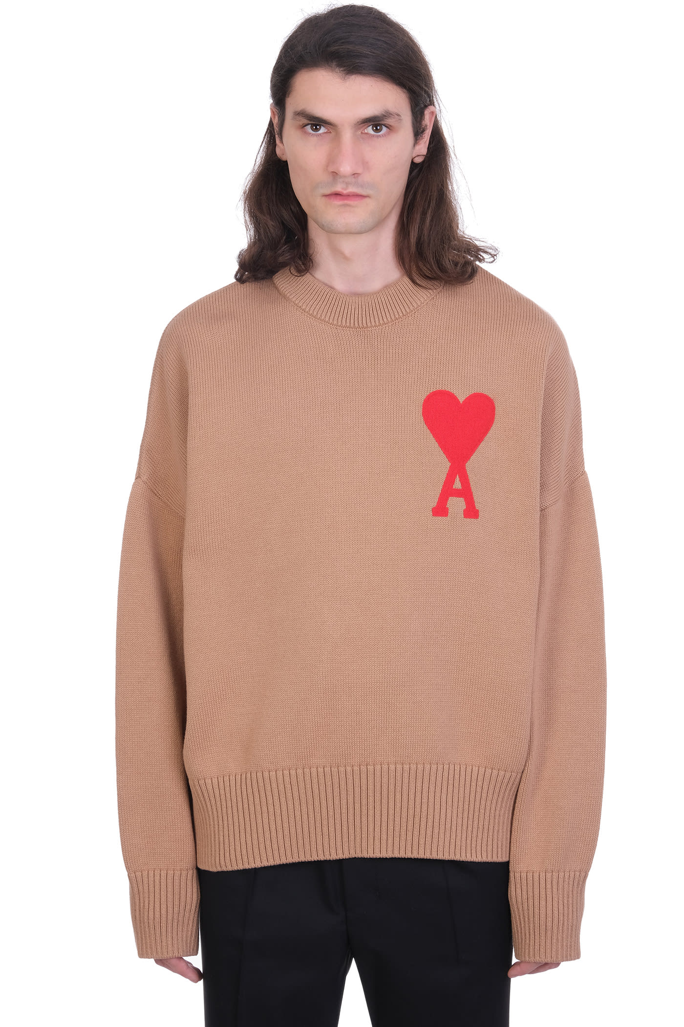 Ami Alexandre Mattiussi Ami De Coeur Sweater Knitwear In Brown Cotton