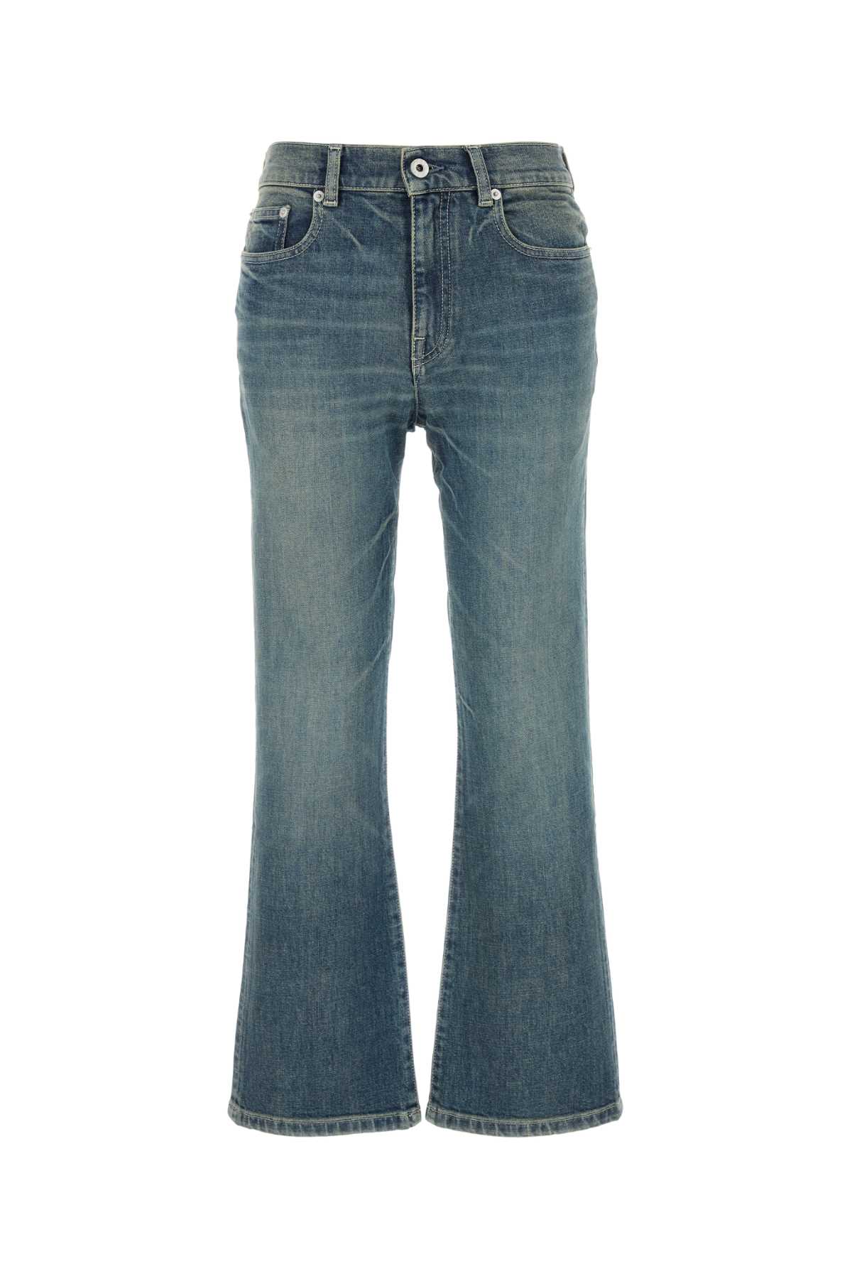 Shop Kenzo Stretch Denim Jeans In Stone Bl Dirty Blue