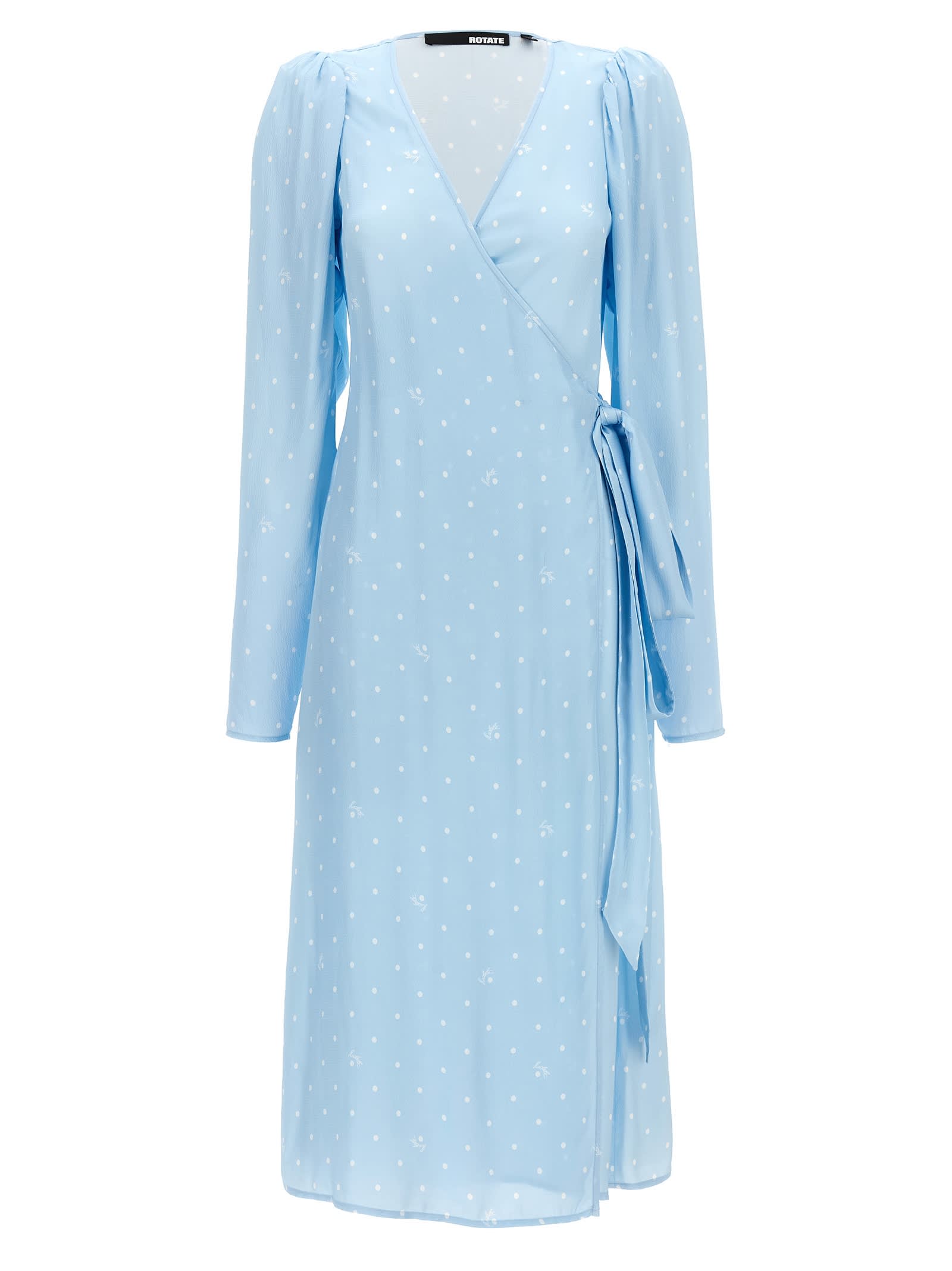 Rotate Birger Christensen Textured Midi Wrap Dress In Light Blue