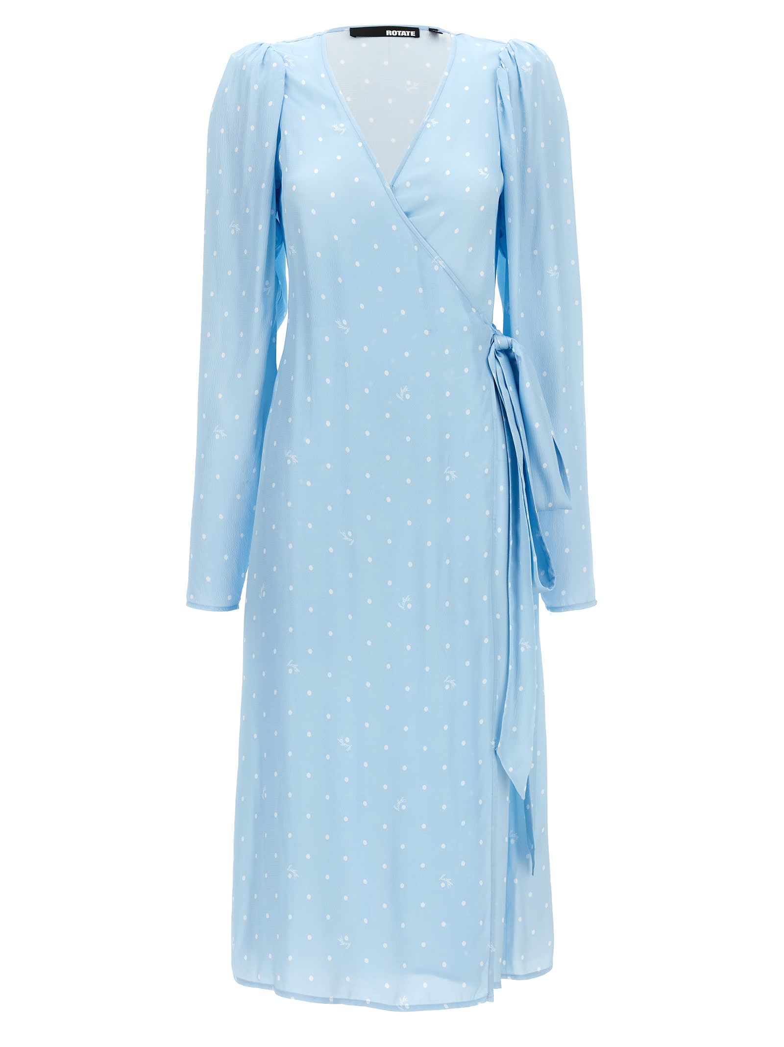 Shop Rotate Birger Christensen Textured Midi Wrap Dress In Light Blue