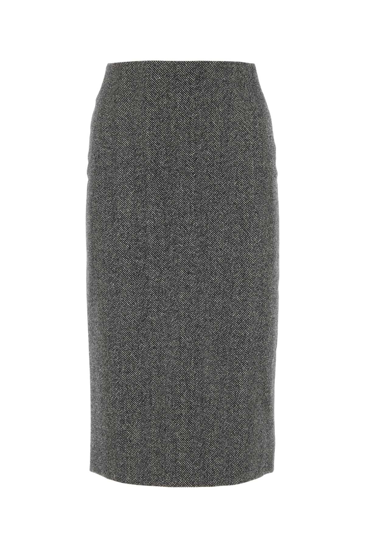 Shop Ermanno Scervino Embroidered Stretch Wool Blend Skirt In Spigatobn