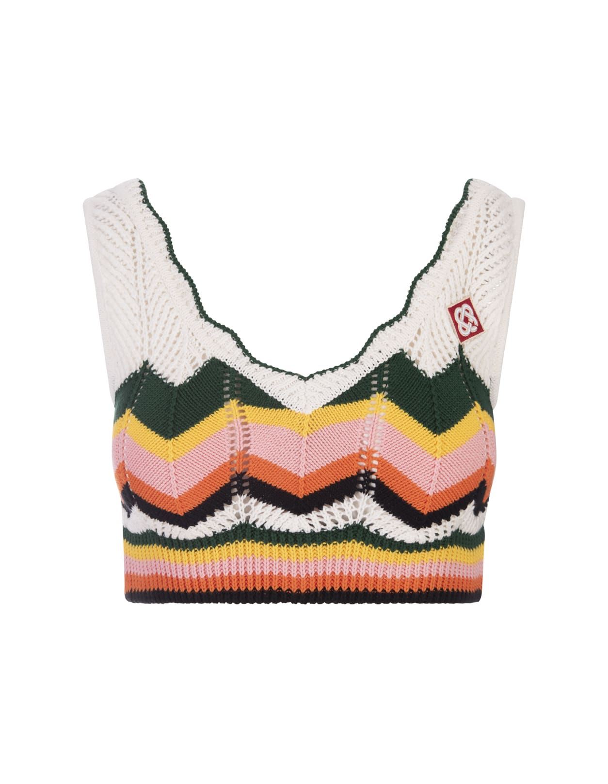 Shop Casablanca Chevron Knitted Crop Top In Multicolour