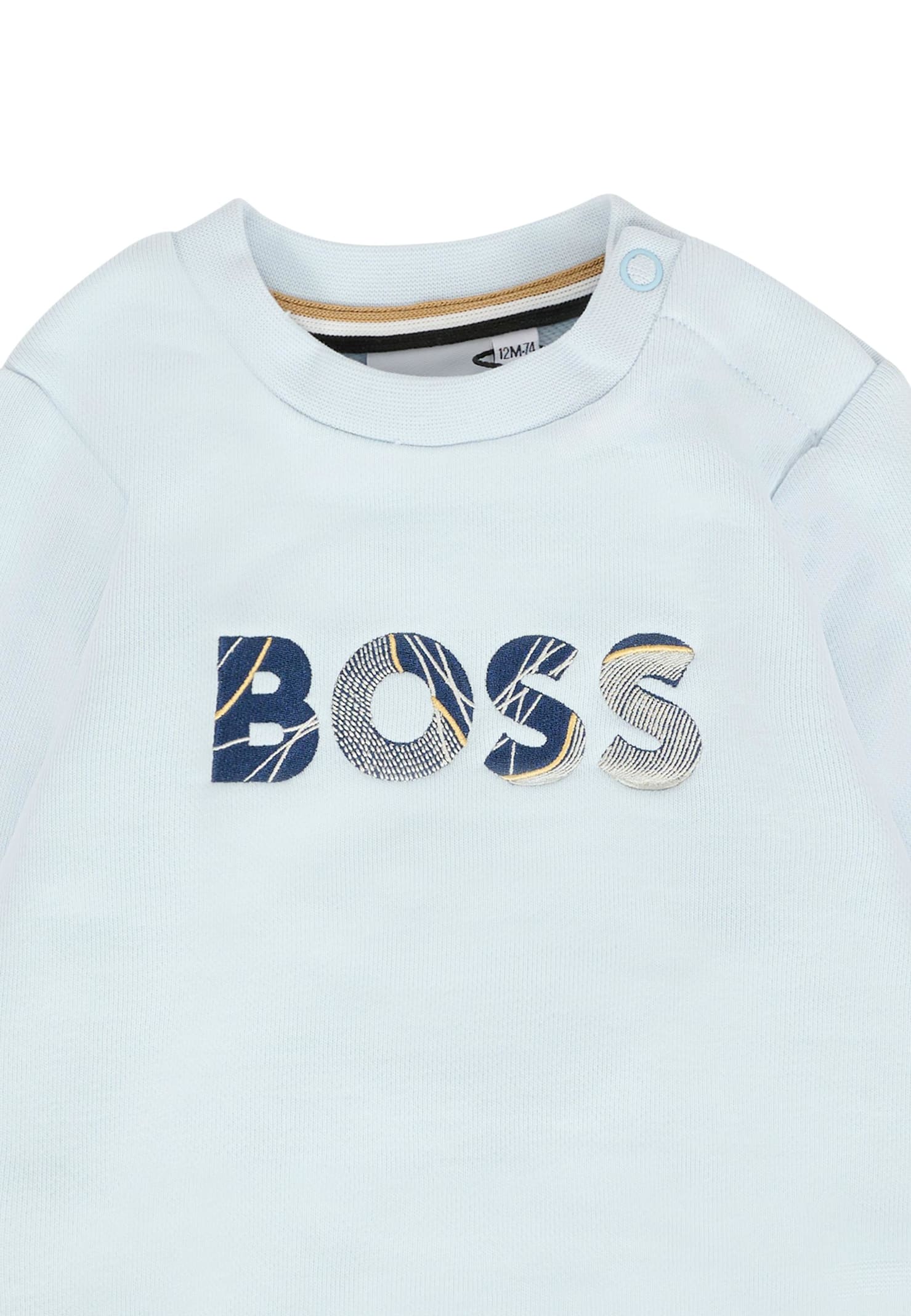 Hugo Boss Light Blue Sweatshirt For Baby Boy With Logo In Green