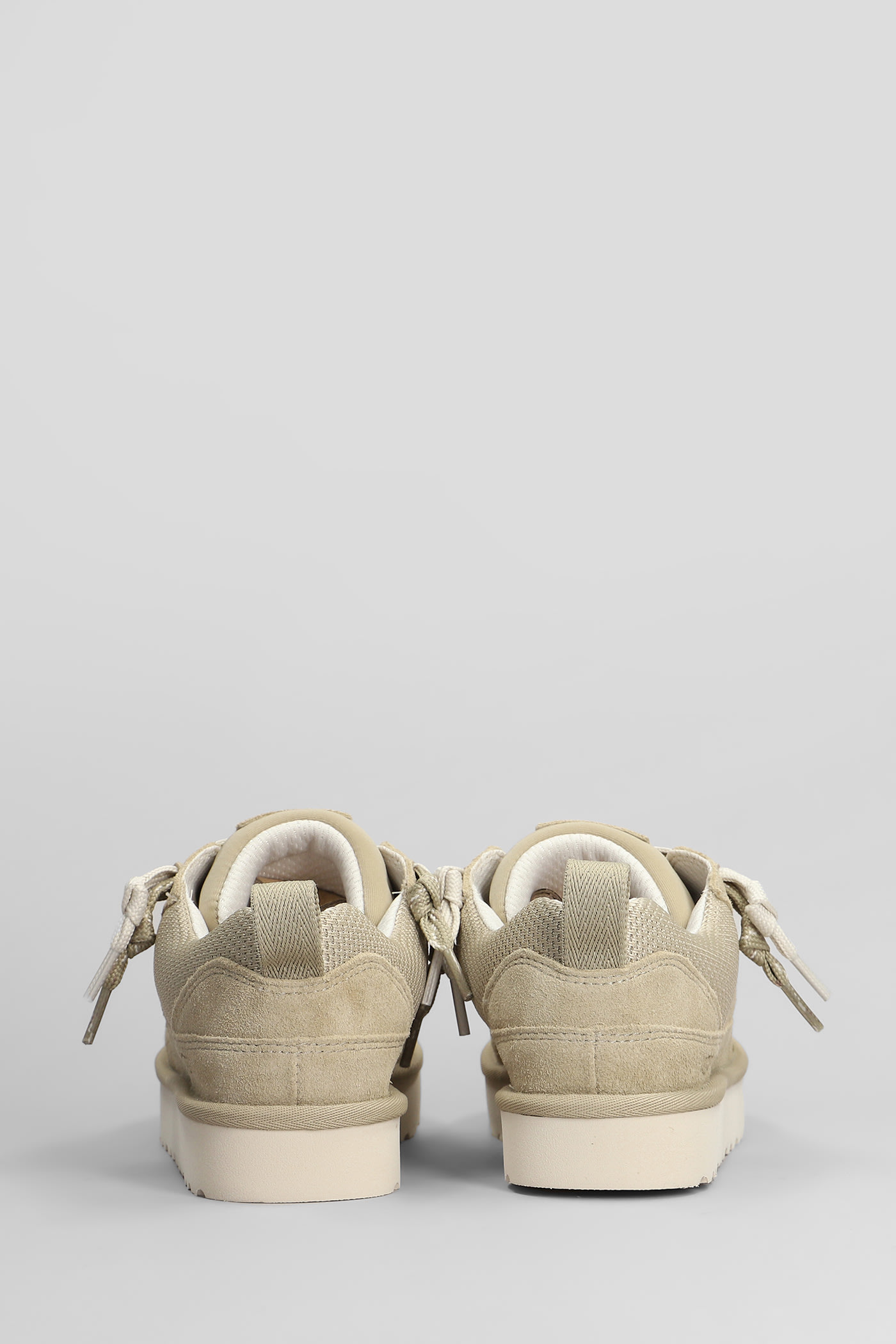 UGG LO LOWMEL SLIPPER-MULE IN BEIGE SUEDE AND FABRIC