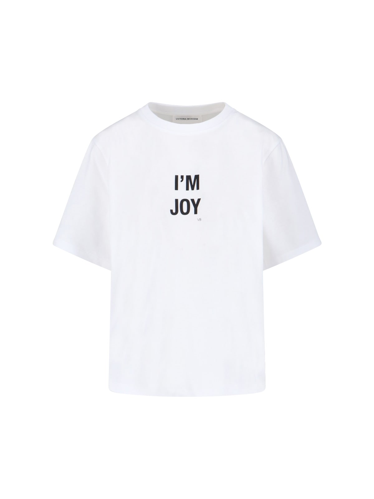 Victoria Beckham Graphic Print Crew Neck Short Sleeve Top In White