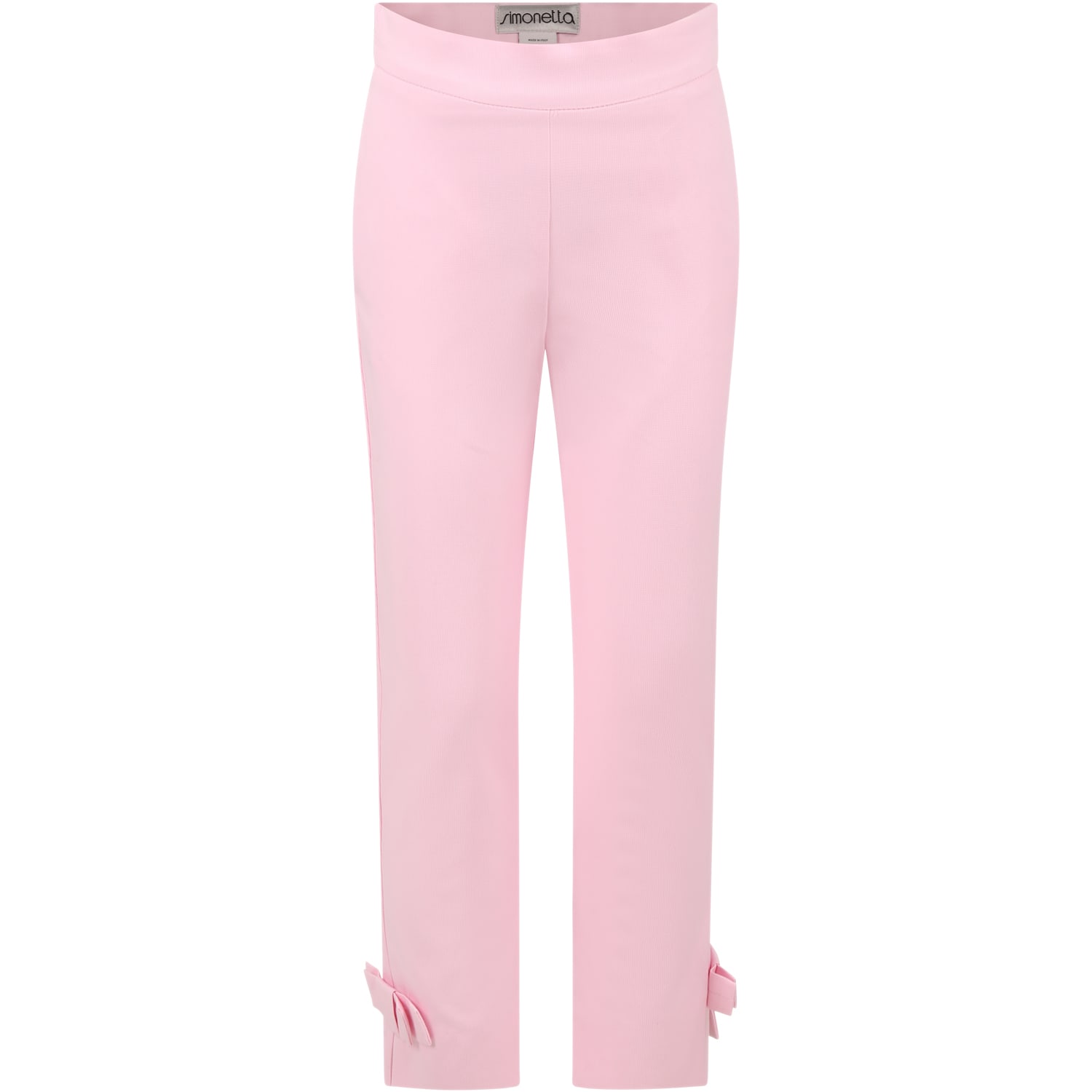 SIMONETTA PINK TROUSERS FOR GIRL WITH BOW