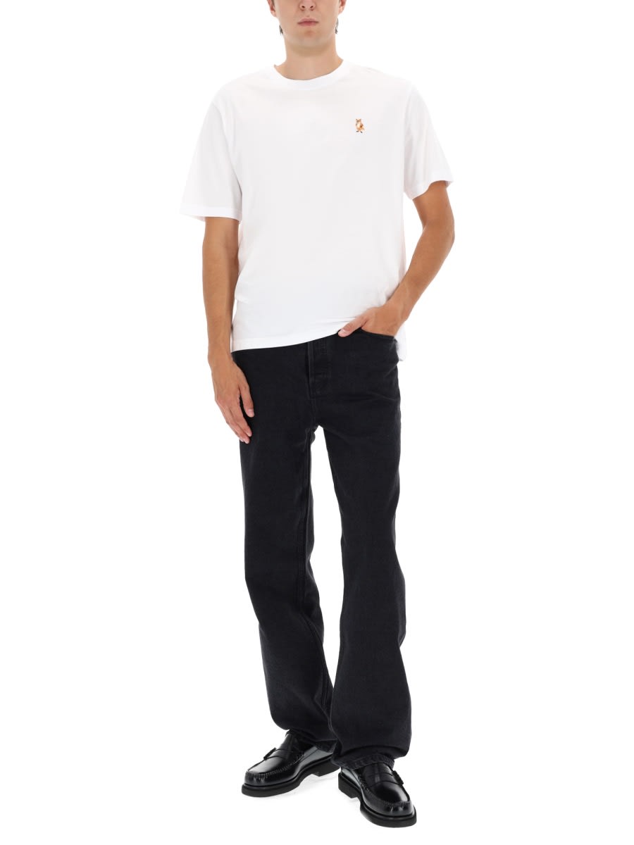 Maison Kitsuné Maison Kitsune Fox Head Patch T Shirt White In White