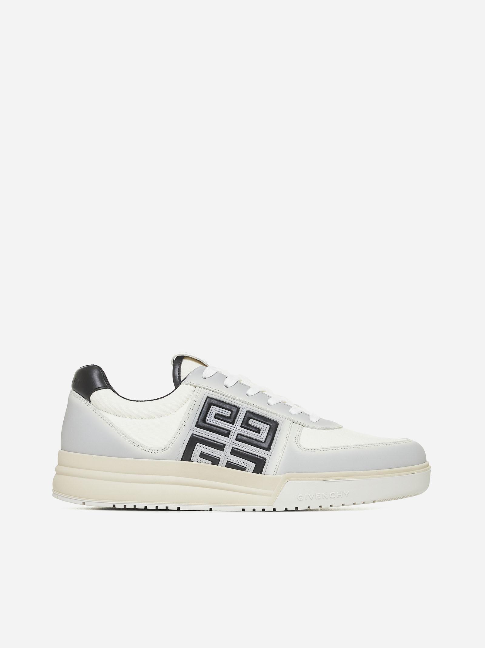 Shop Givenchy G4 Leather And Fabric Sneakers In White