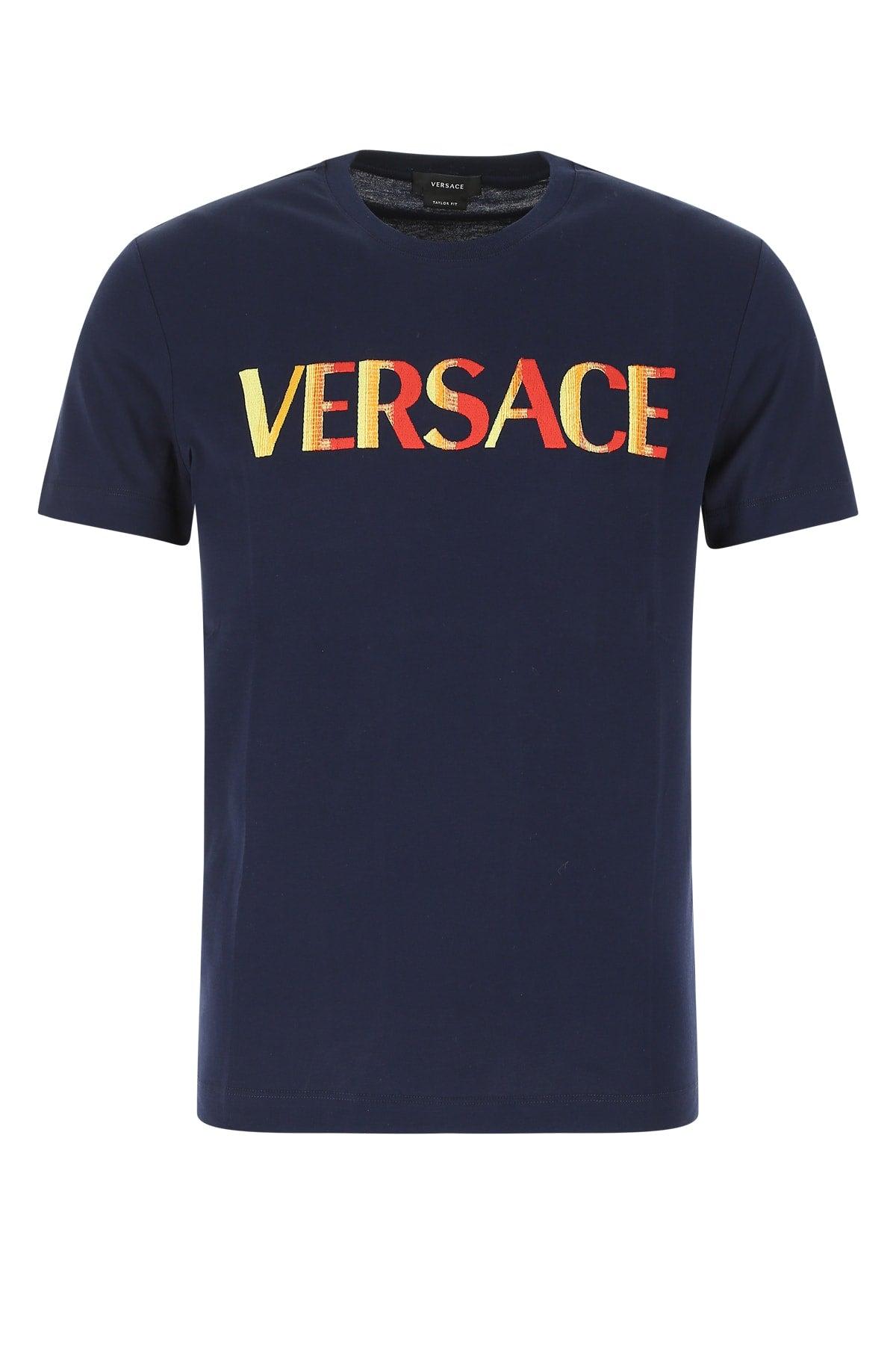 Versace Logo Embroidered Crewneck T-shirt
