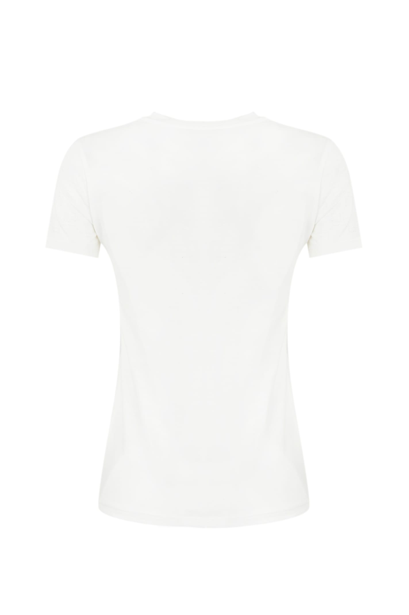 Shop Elisabetta Franchi T-shirt With Rhinestone Logo In Gesso
