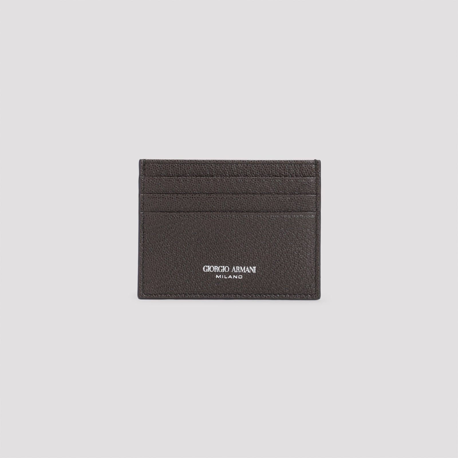 Shop Giorgio Armani Calf Leather Credit Card Holder In T.moro