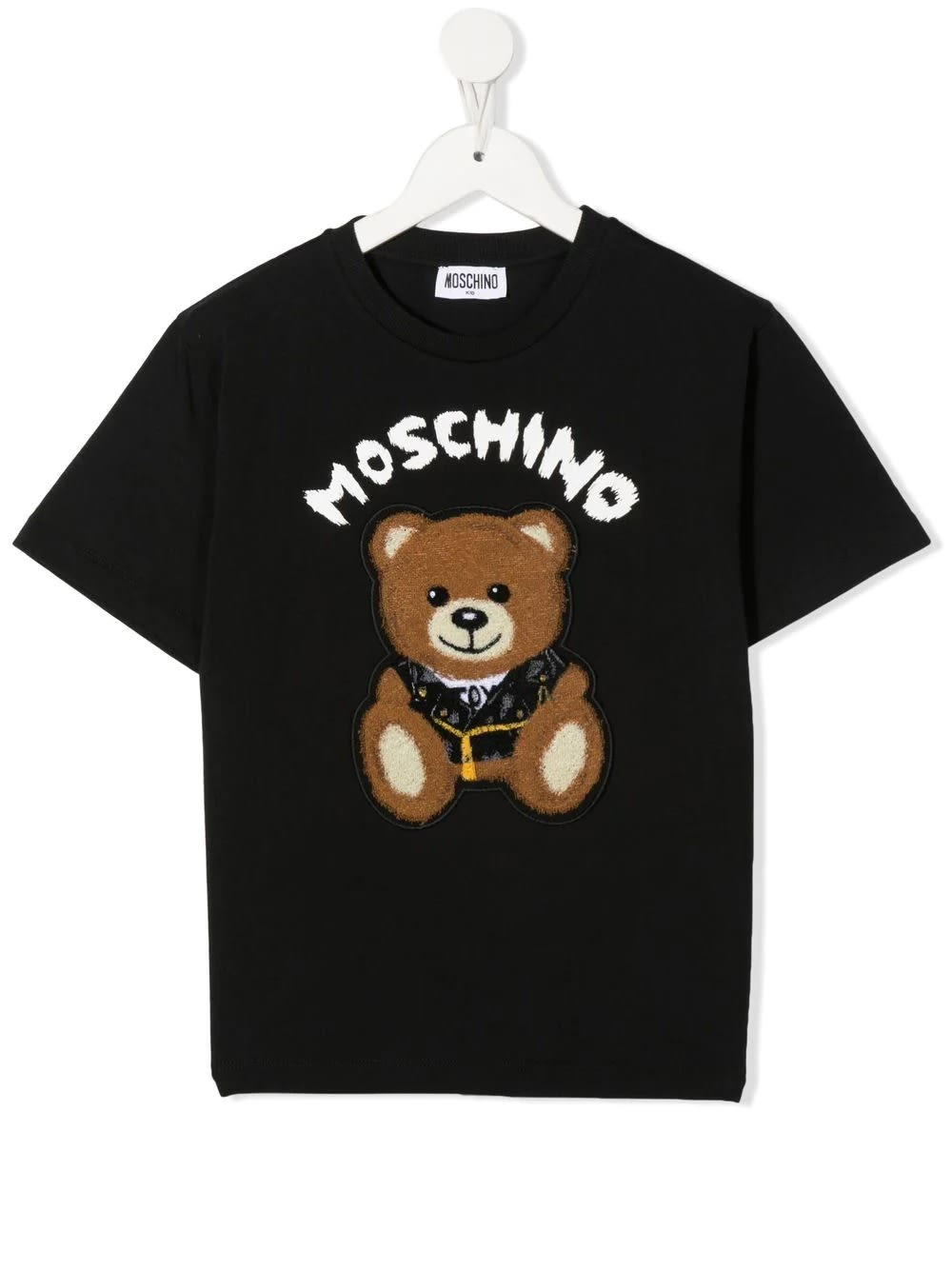 Kids Black T-shirt With Moschino Teddy Bear Embroidery