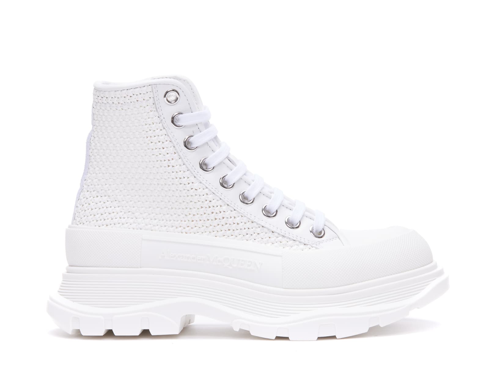 Shop Alexander Mcqueen Tread Slick Ankle Boots In White