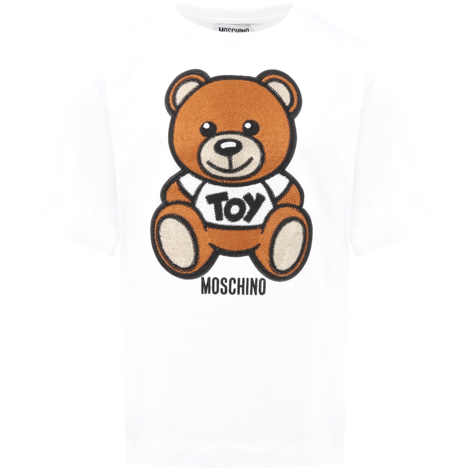 Moschino White T-shirt For Kids With Teddy Bear