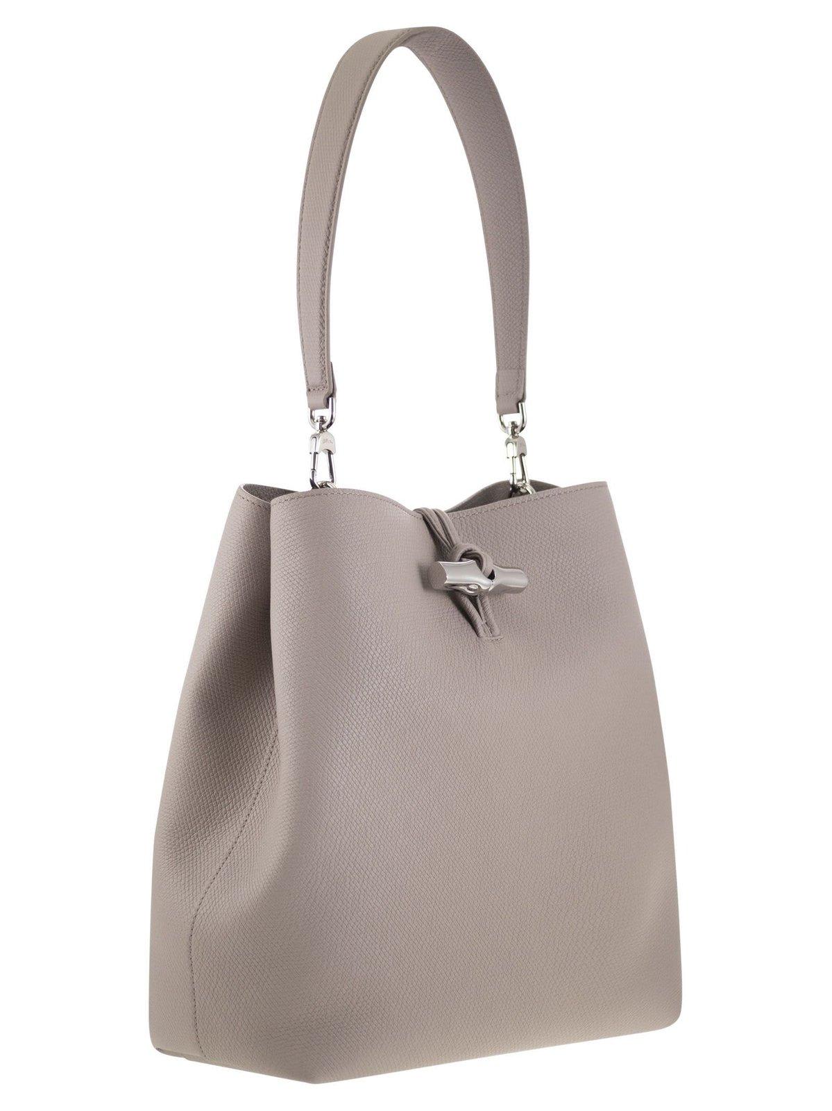 Shop Longchamp Le Roseau M Shoulder Bag In Beige