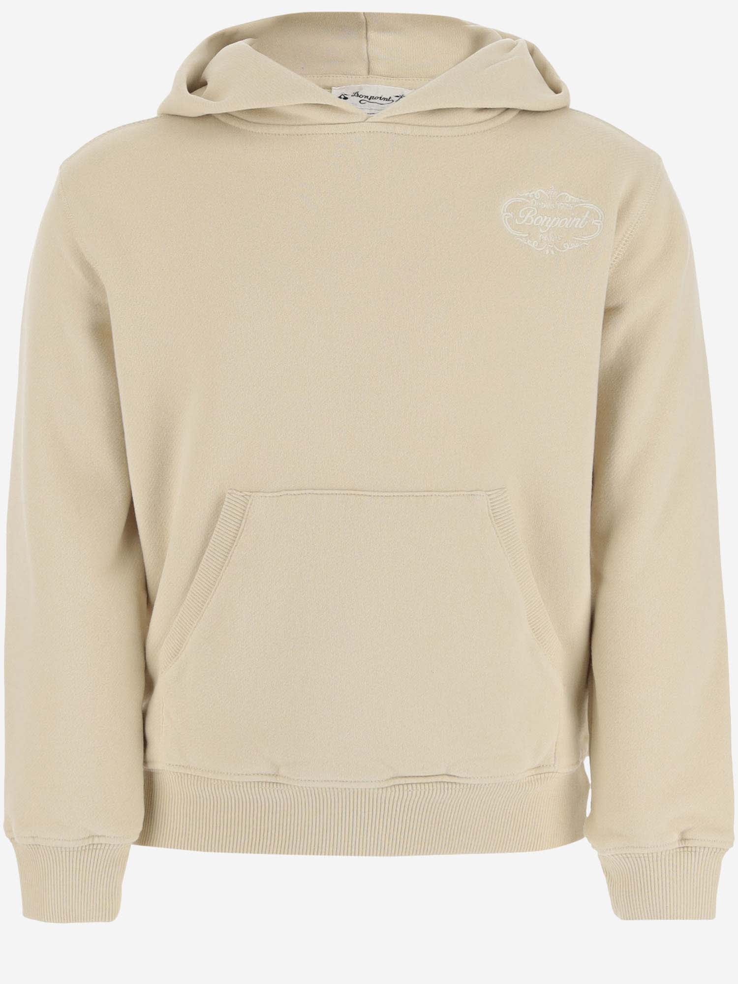 Bonpoint Kids' Cotton Hoodie With Logo In Neutral