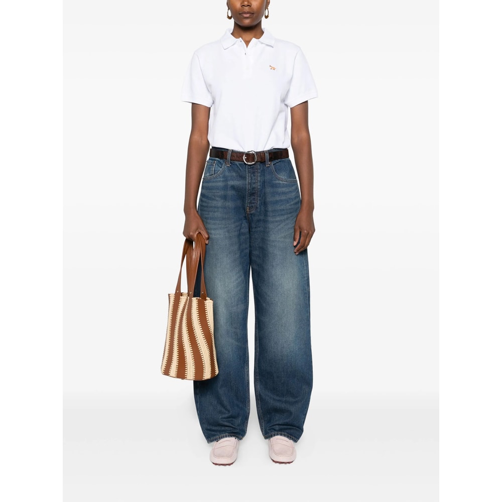 Maison Kitsuné Maison Kitsune 'baby Fox' Polo Shirt In White