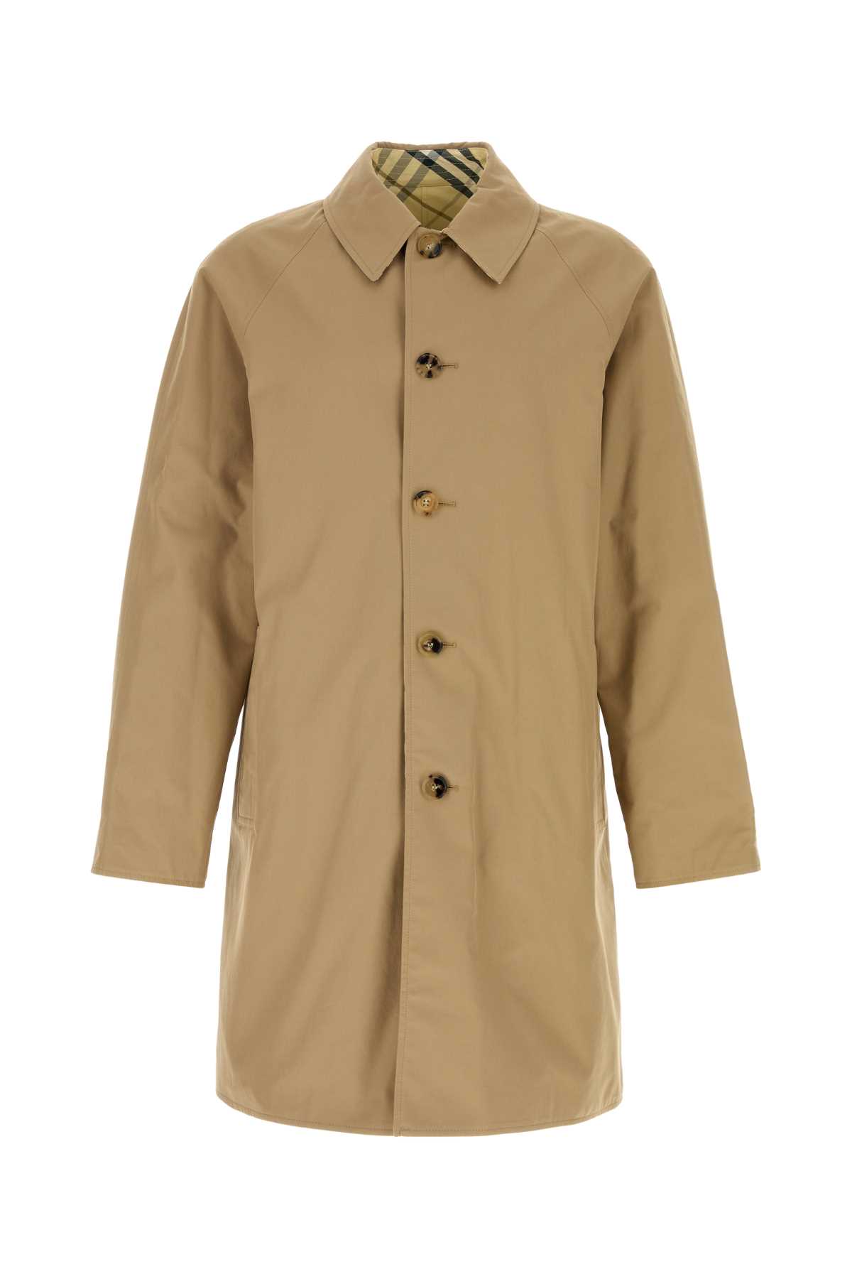 Shop Burberry Beige Cotton Reversible Trench Coat In Teddy