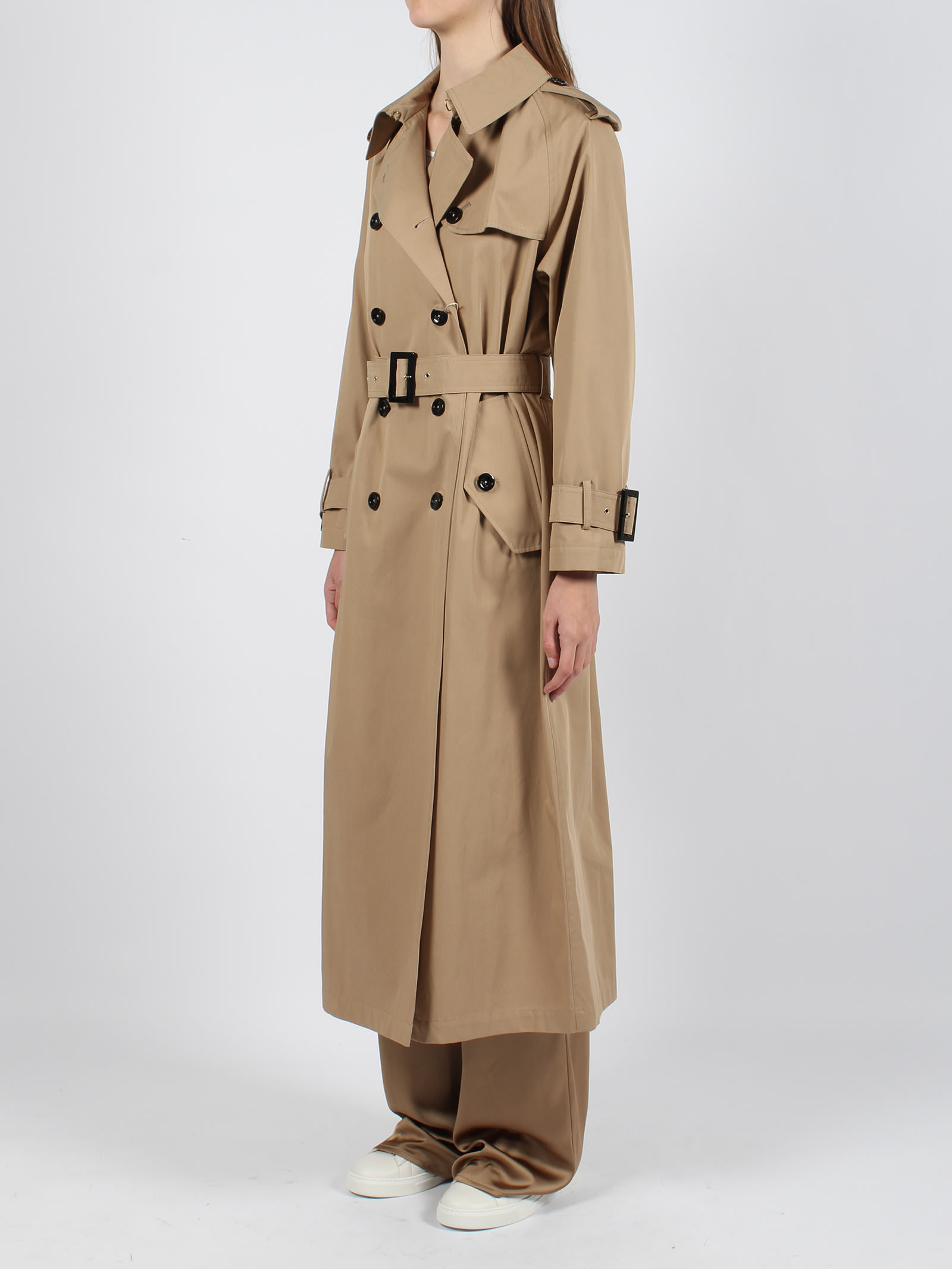 Shop Herno Cotton Trench Coat In Sabbia